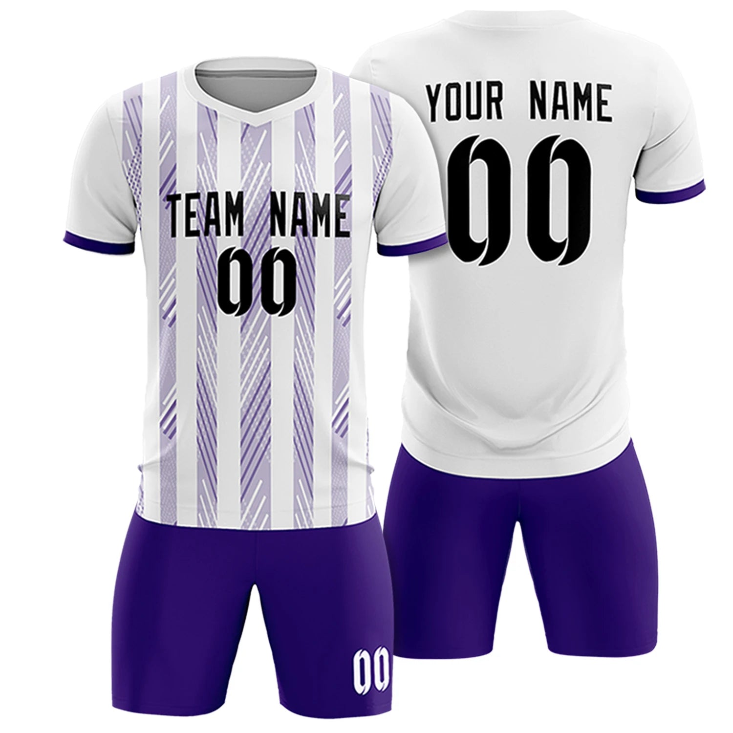 Custom White Purple-White Soft Soccer Sets Jersey