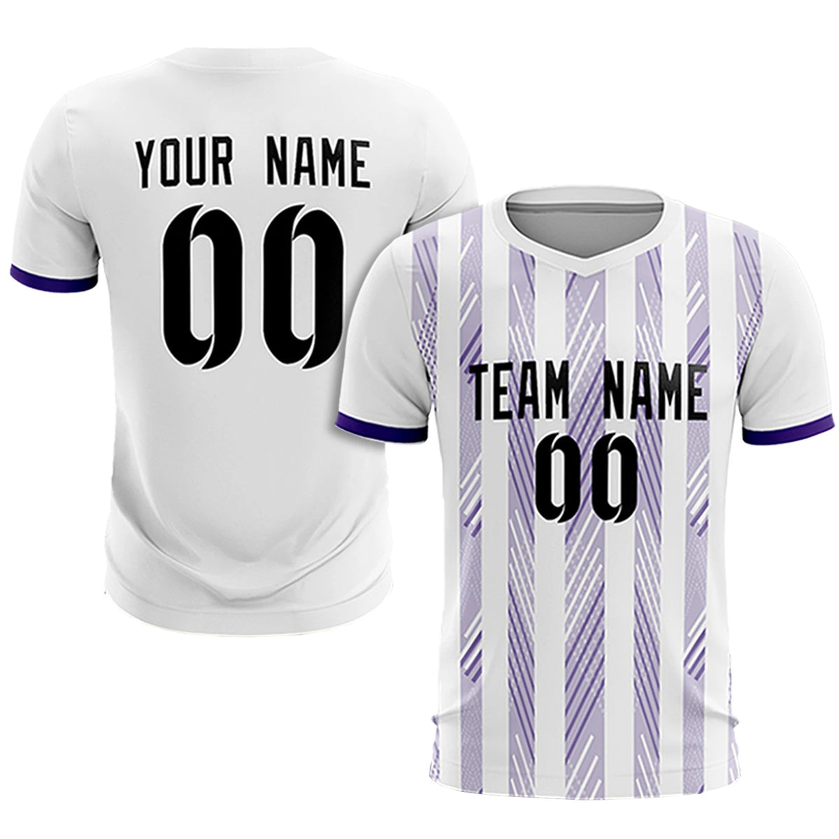 Custom White Purple-White Soft Soccer Sets Jersey