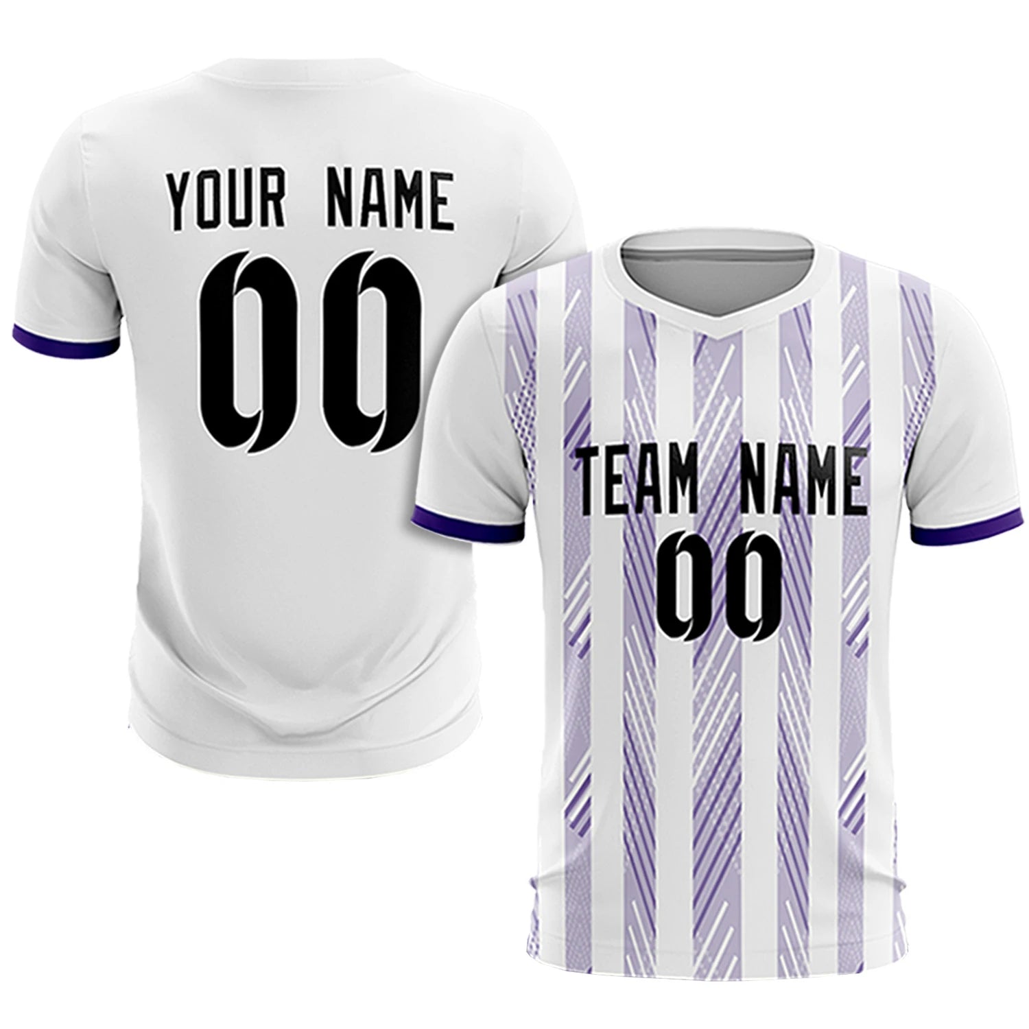Custom White Purple-White Soft Soccer Sets Jersey