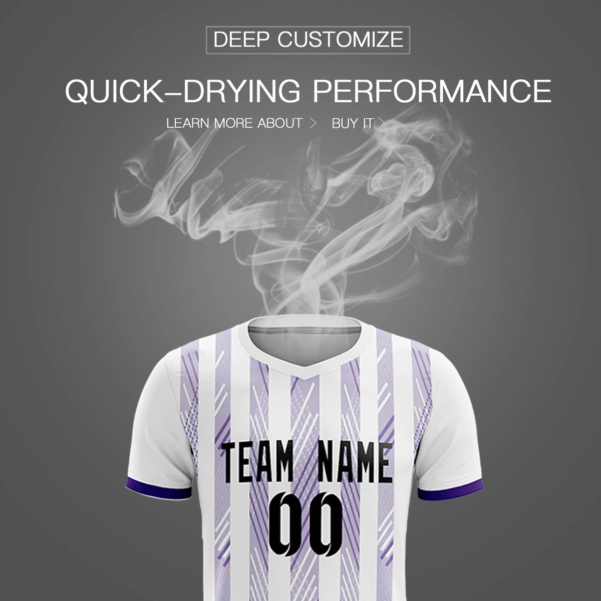 Custom White Purple-White Soft Soccer Sets Jersey