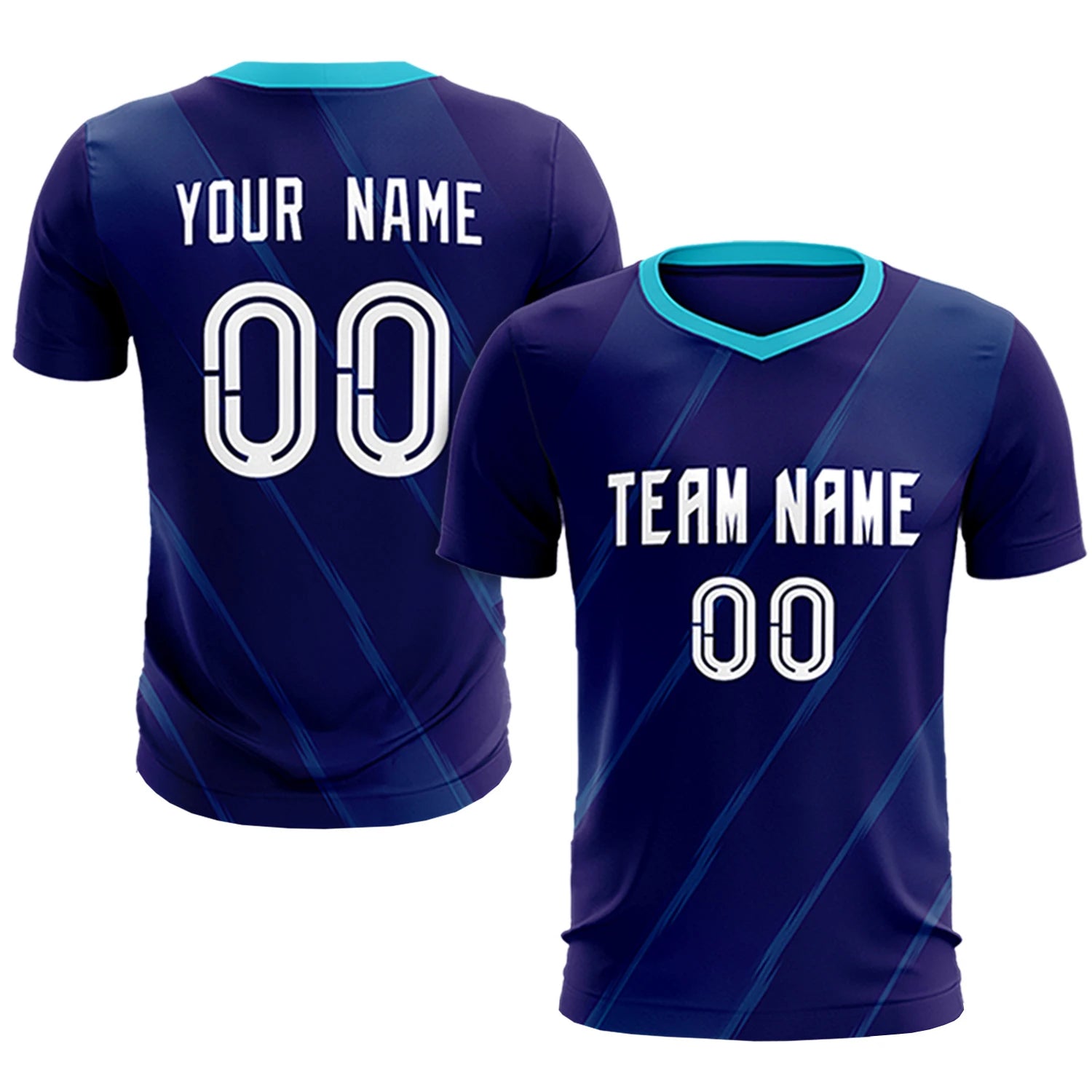 Custom Purple Sky Blue Printing Sportswear Soccer Sets Jersey