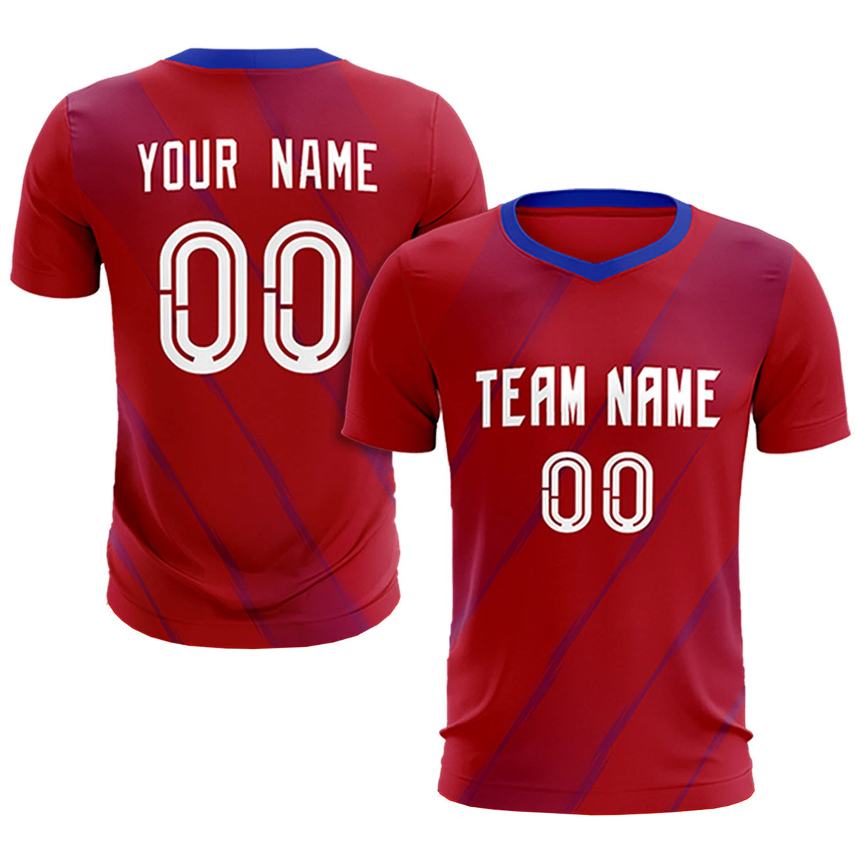 Custom Red Royal Blue Printing Sportswear Soccer Sets Jersey