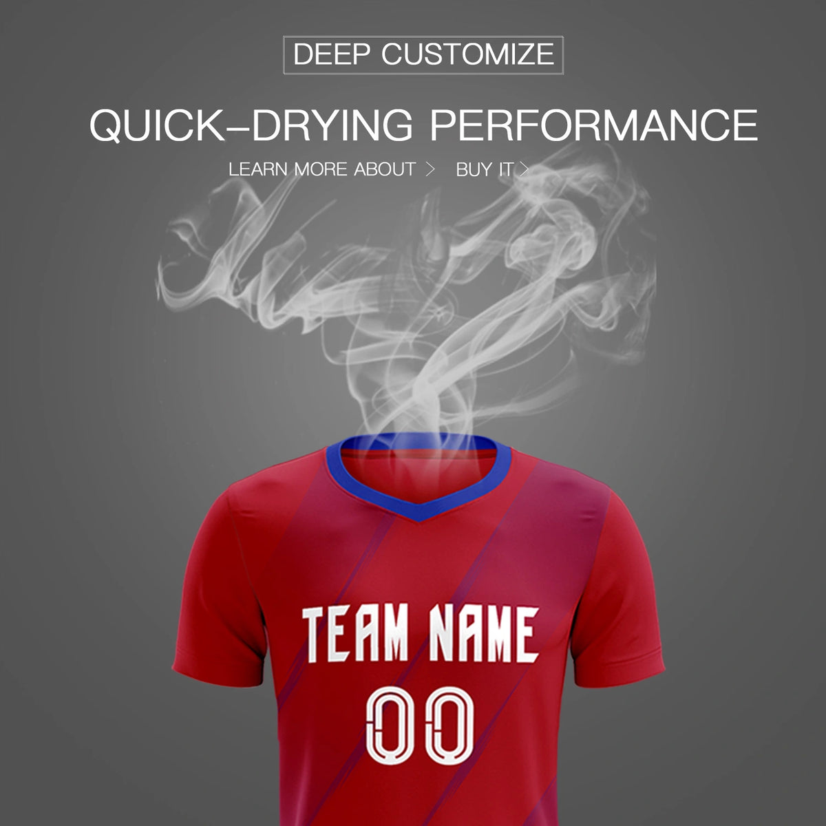 Custom Red Royal Blue Printing Sportswear Soccer Sets Jersey