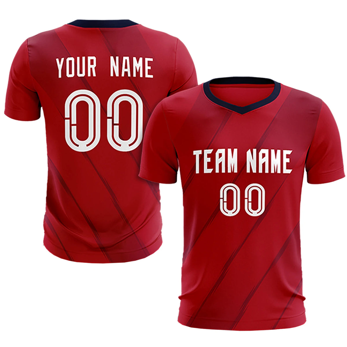Custom Red Navy Printing Sportswear Soccer Sets Jersey