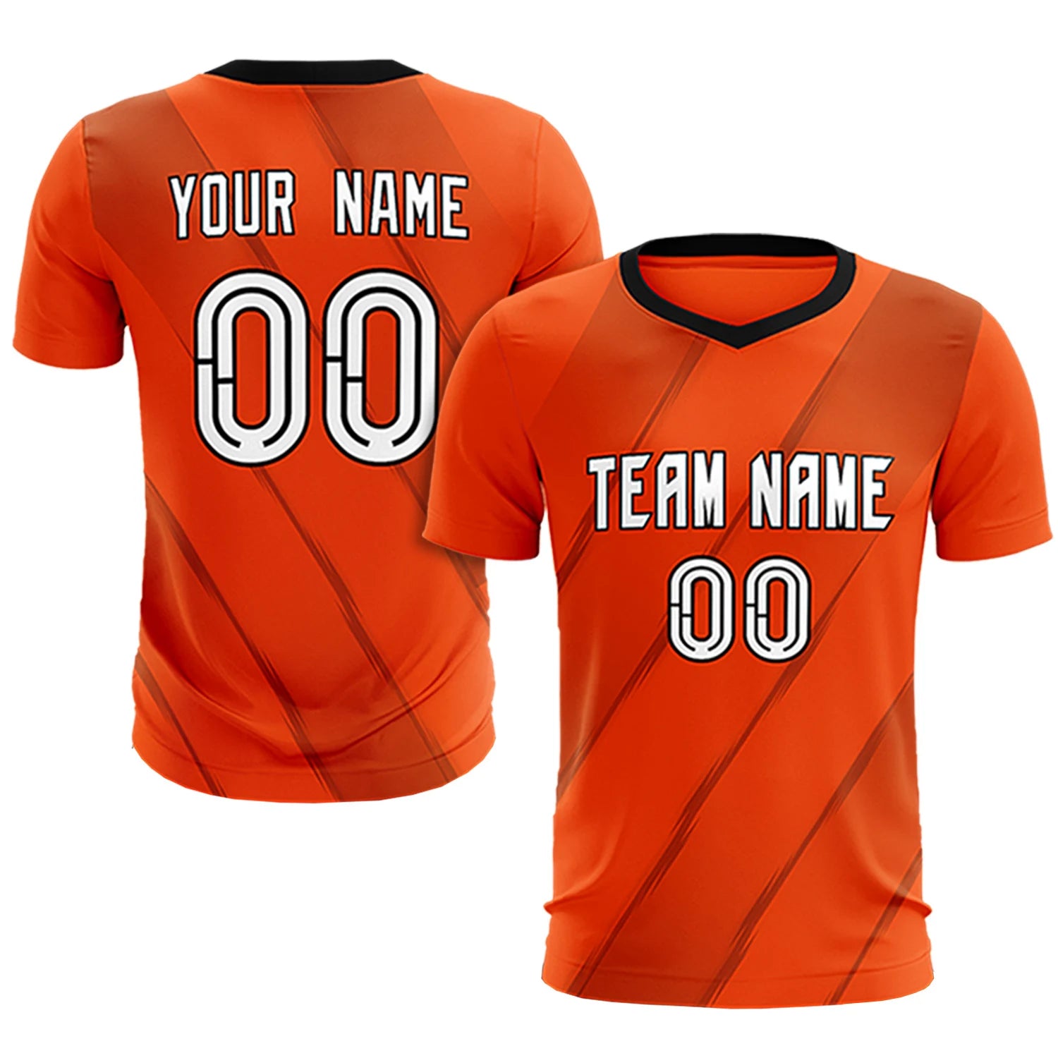 Custom Orange Black Printing Sportswear Soccer Sets Jersey