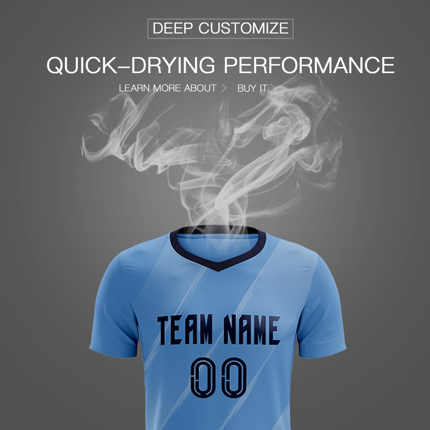 Custom Light Blue Navy Printing Sportswear Soccer Sets Jersey