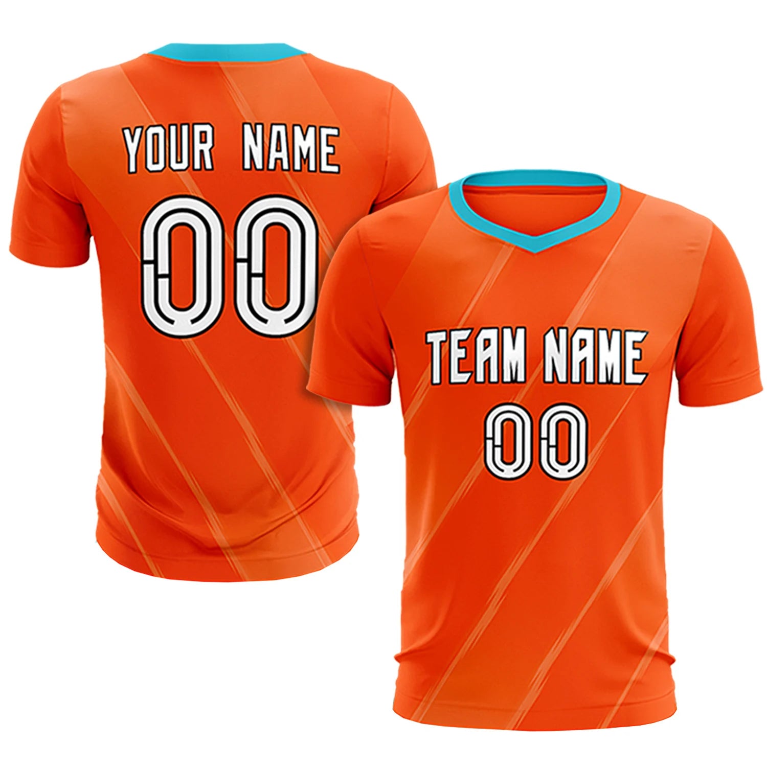 Custom Orange Sky Blue Printing Sportswear Soccer Sets Jersey