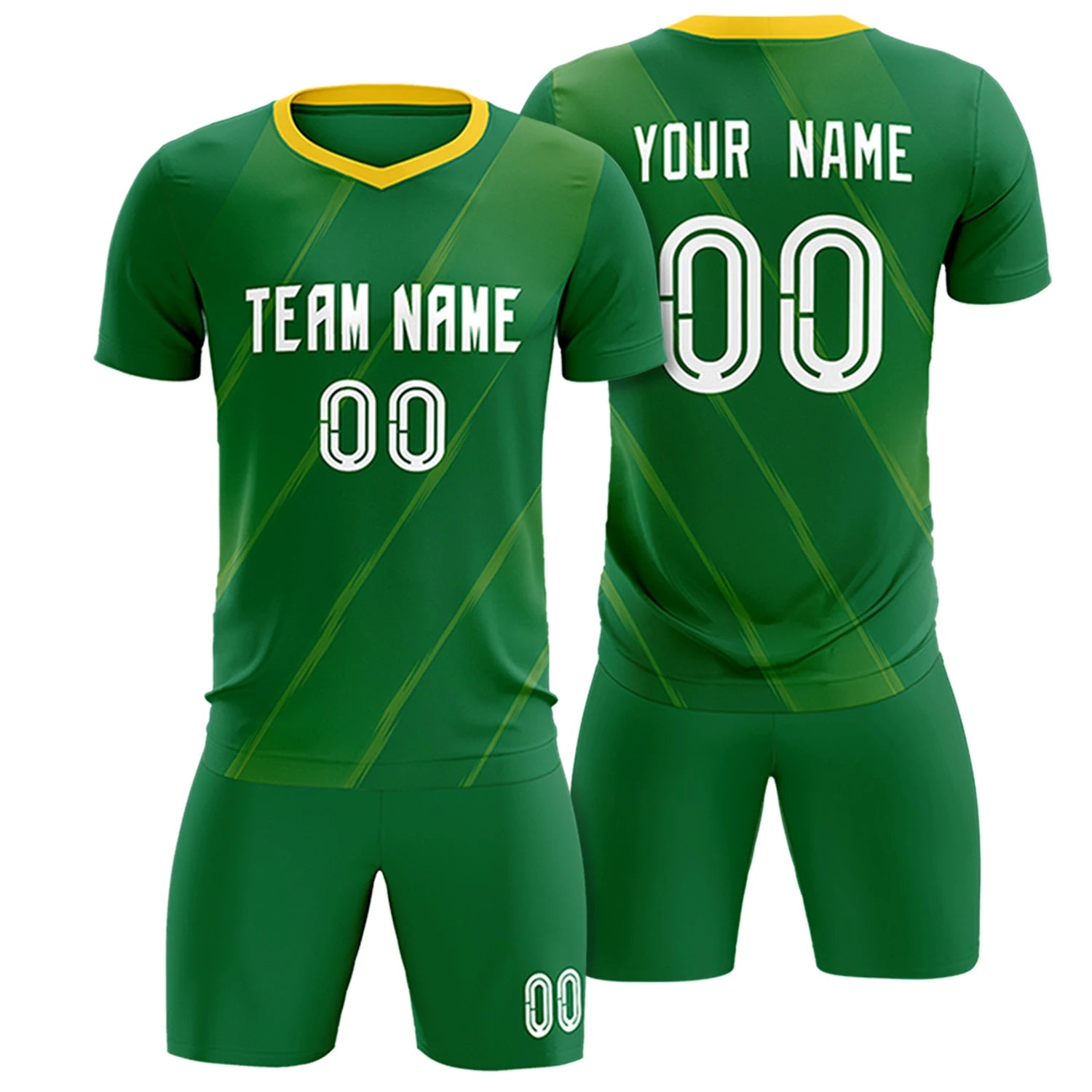 Custom Kelly Green Gold01 Printing Sportswear Soccer Sets Jersey