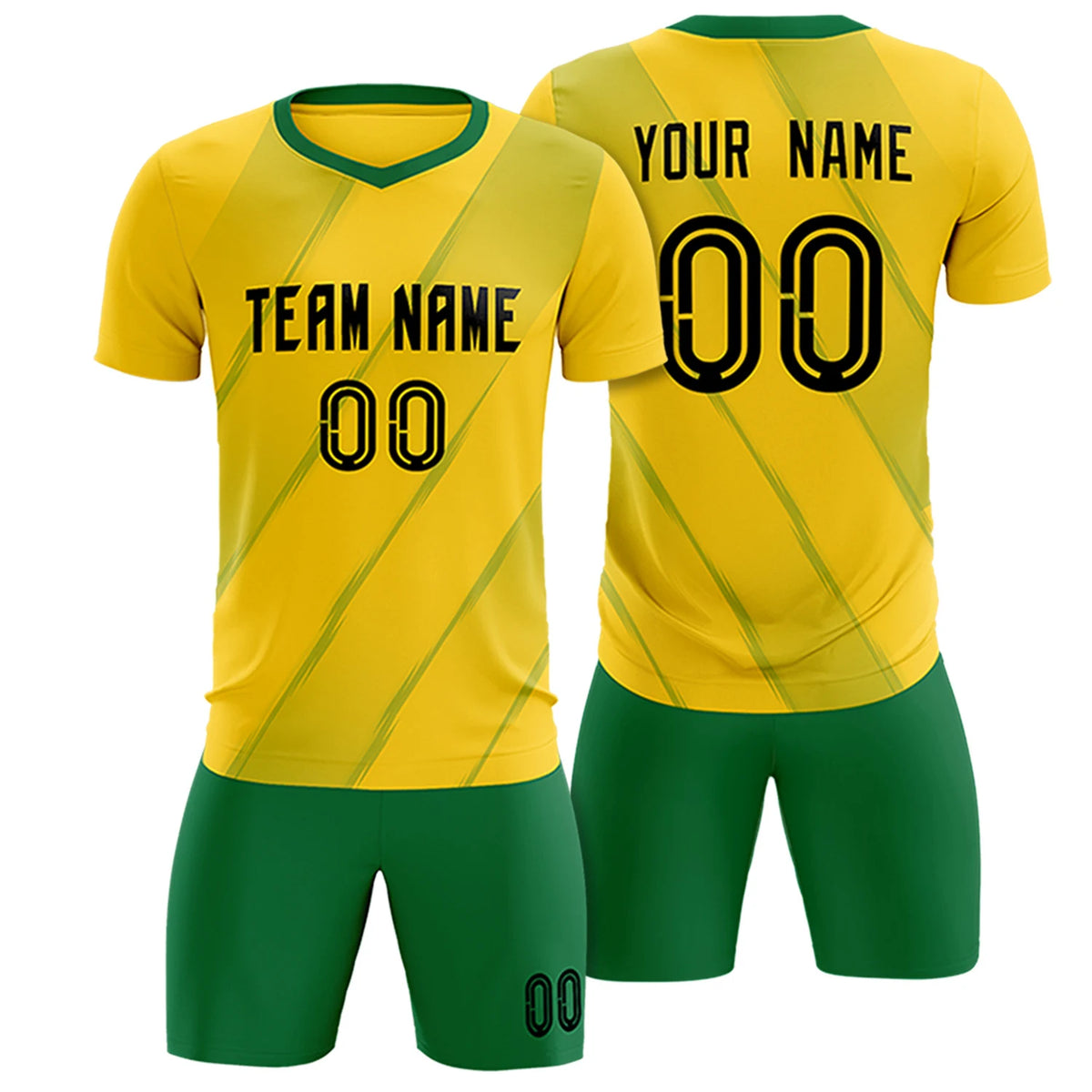 Custom Gold01 Kelly Green Printing Sportswear Soccer Sets Jersey