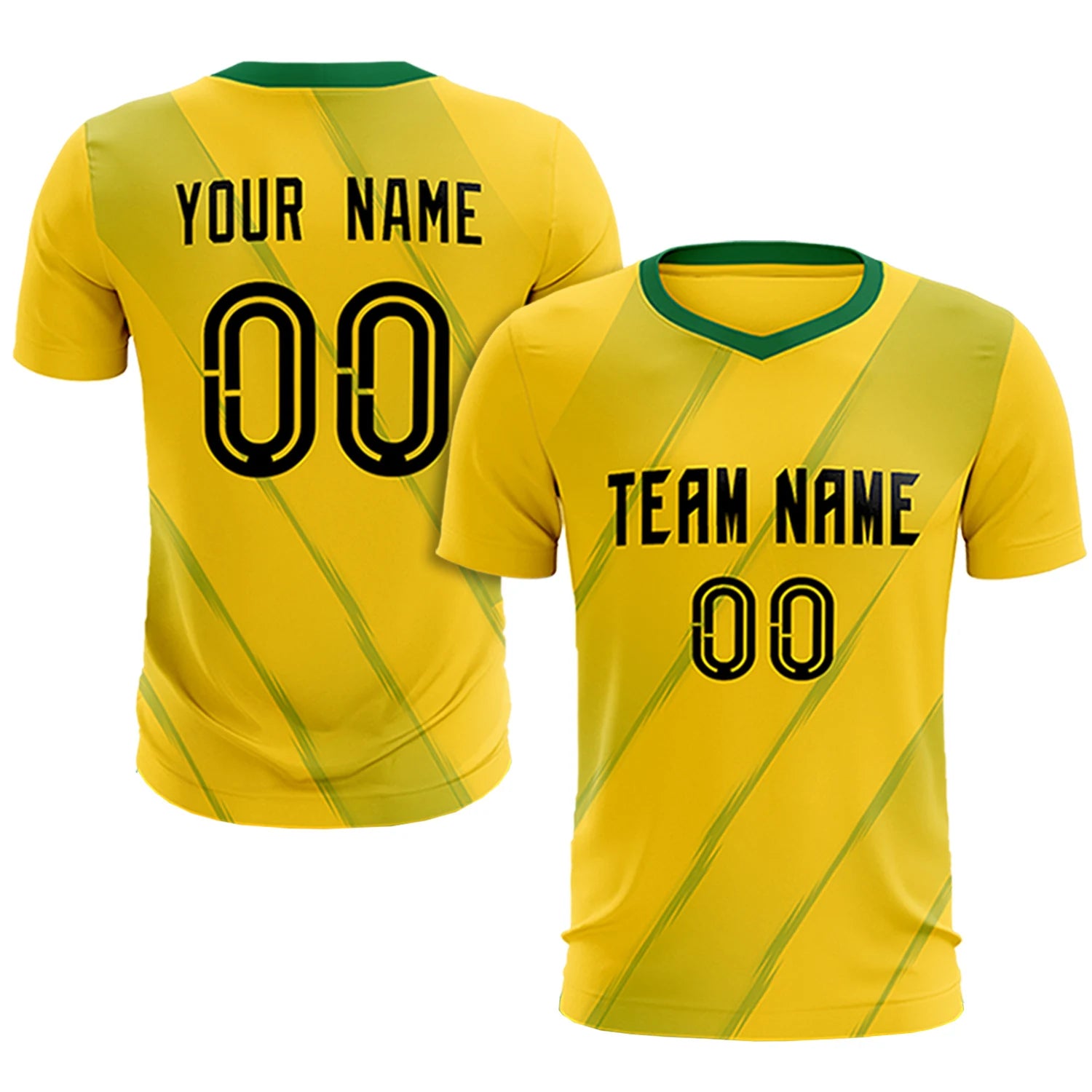 Custom Gold01 Kelly Green Printing Sportswear Soccer Sets Jersey