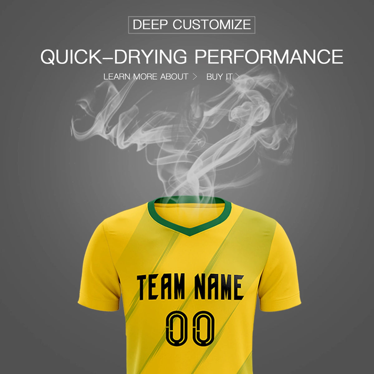 Custom Gold01 Kelly Green Printing Sportswear Soccer Sets Jersey
