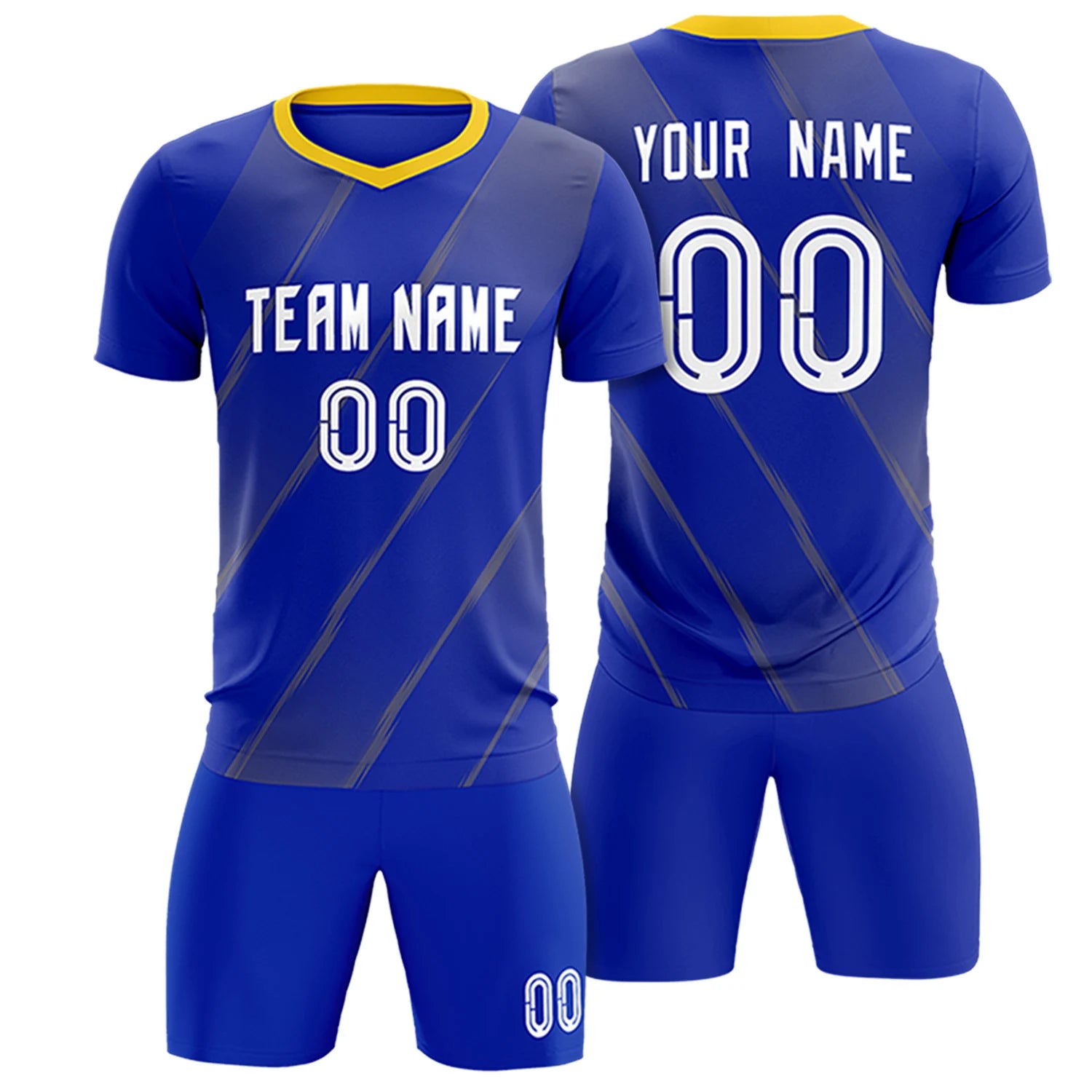 Custom Royal Blue Gold01 Printing Sportswear Soccer Sets Jersey