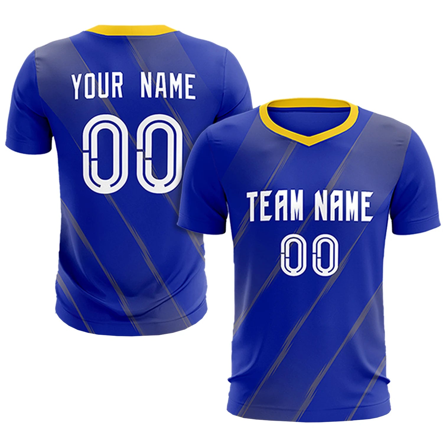Custom Royal Blue Gold01 Printing Sportswear Soccer Sets Jersey
