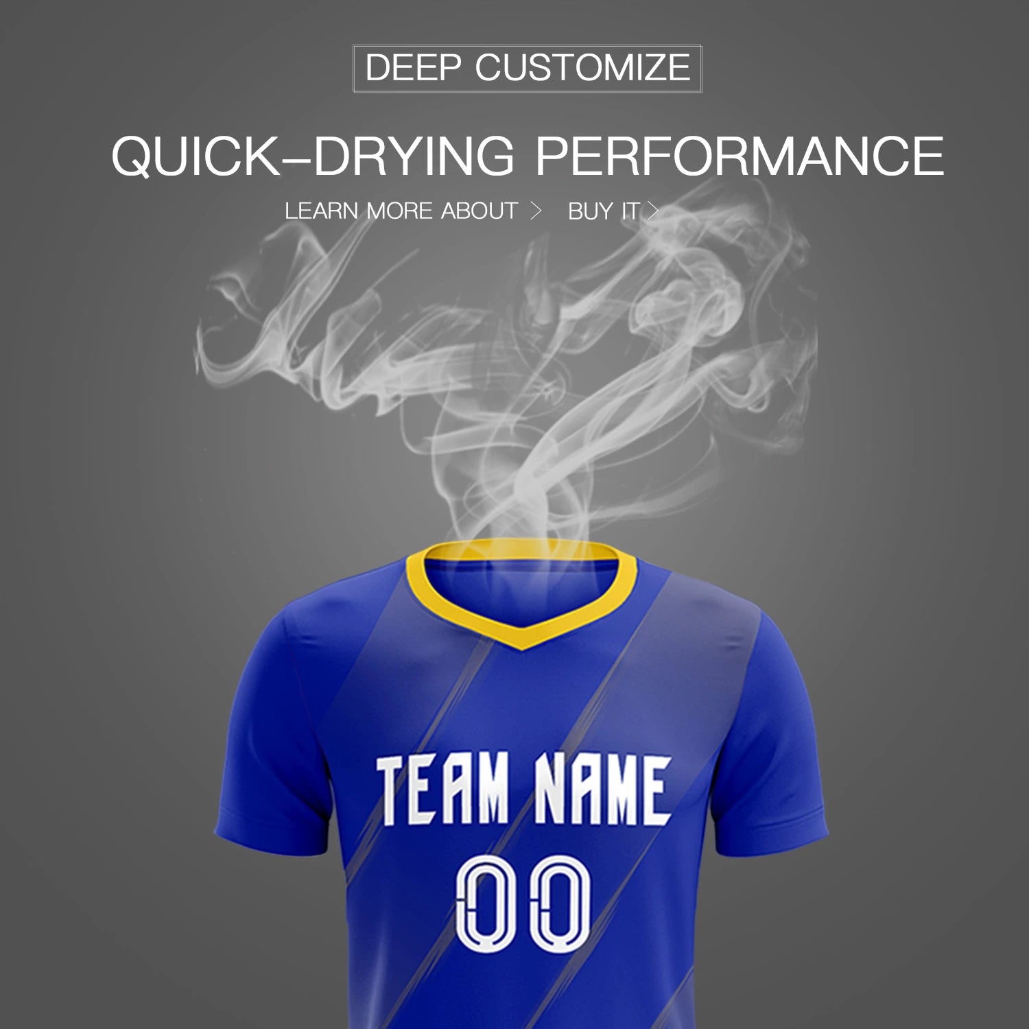 Custom Royal Blue Gold01 Printing Sportswear Soccer Sets Jersey