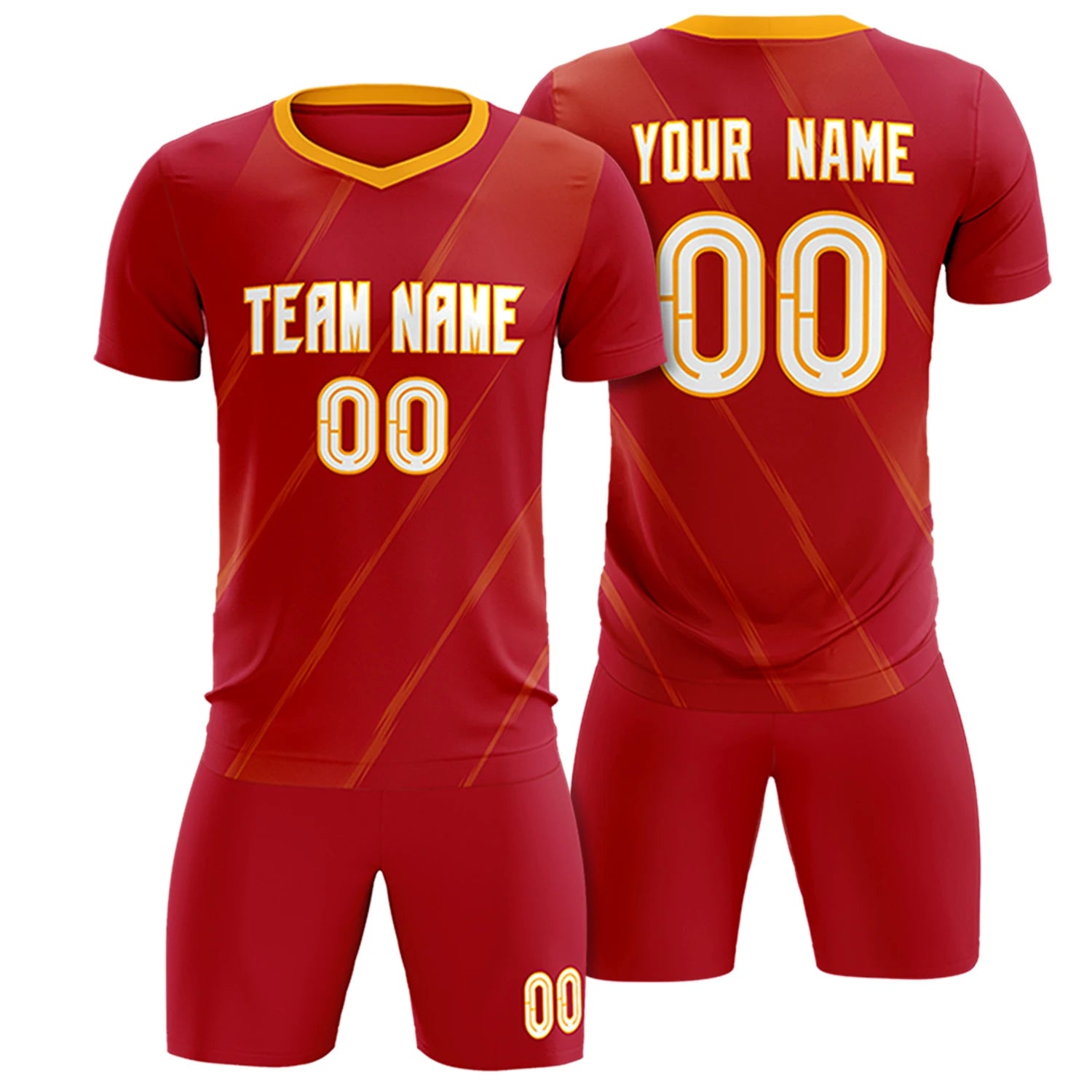 Custom Red Gold01 Printing Sportswear Soccer Sets Jersey