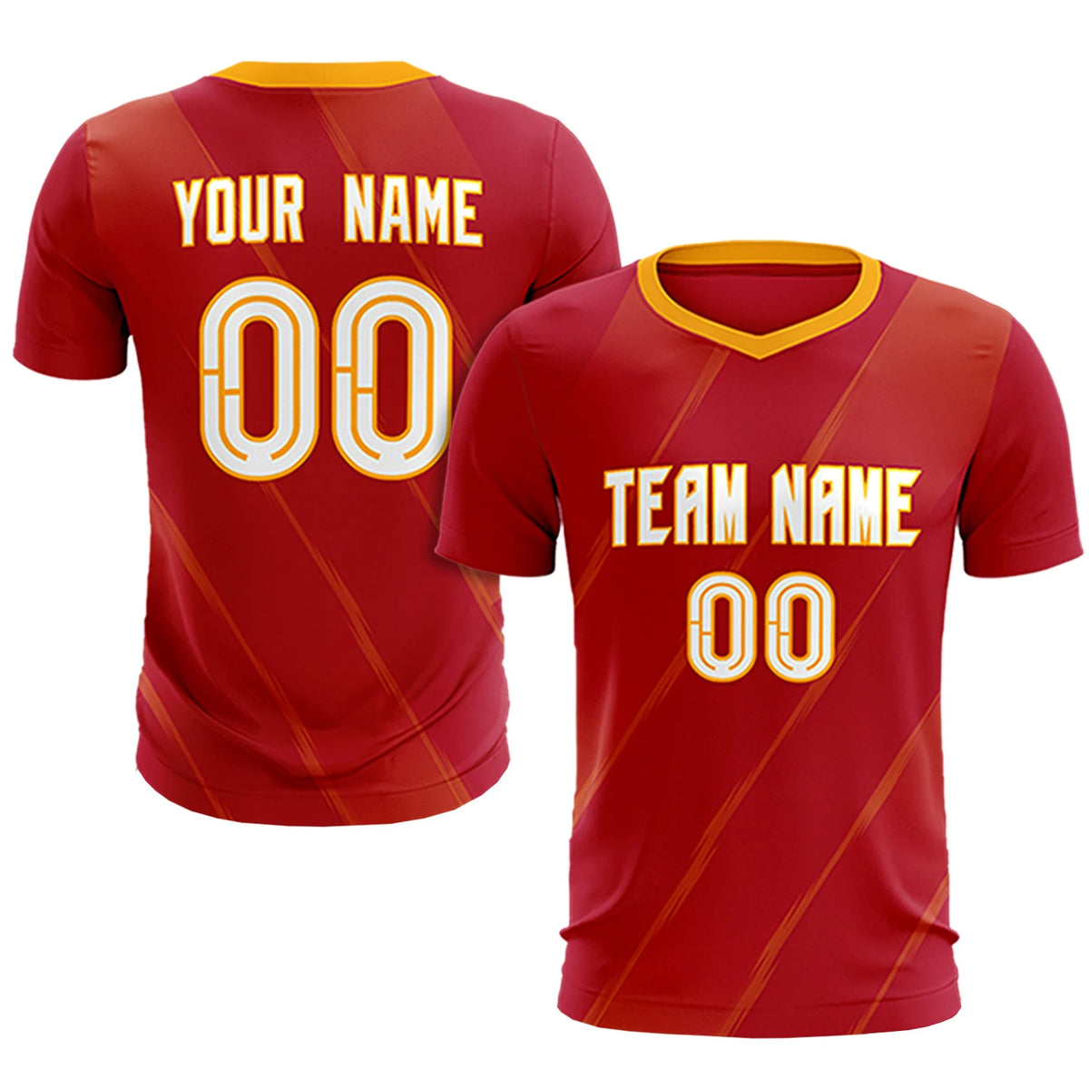 Custom Red Gold01 Printing Sportswear Soccer Sets Jersey
