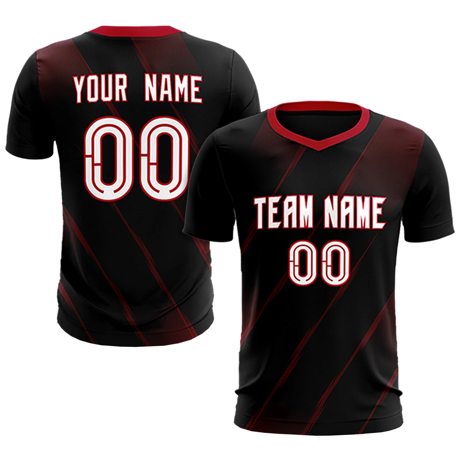 Custom Black Red Printing Sportswear Soccer Sets Jersey