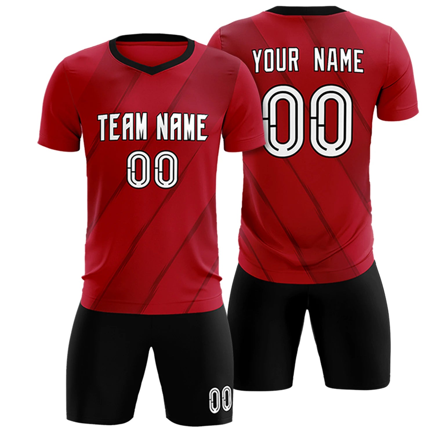 Custom Red Black Printing Sportswear Soccer Sets Jersey