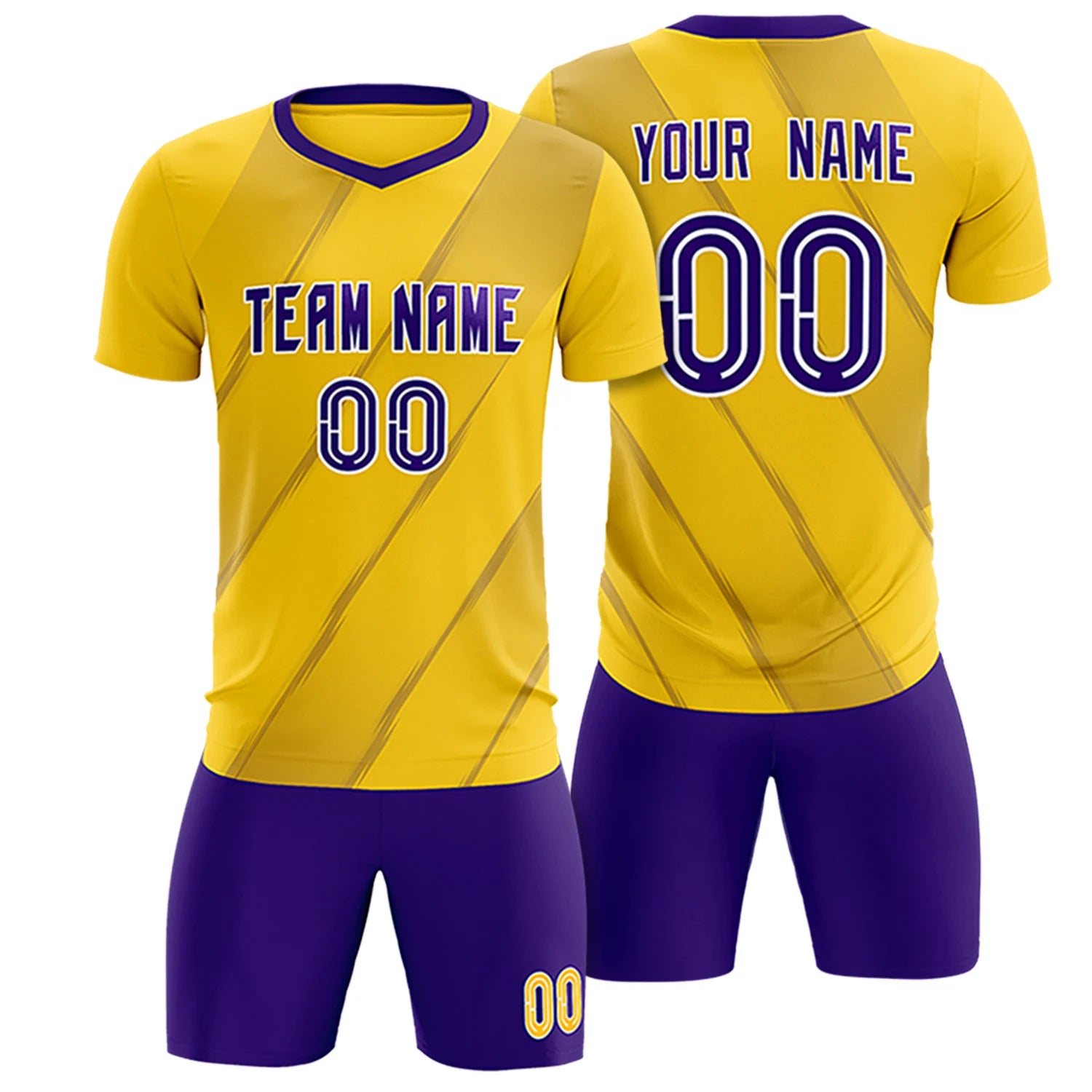 Custom Gold01 Purple Printing Sportswear Soccer Sets Jersey
