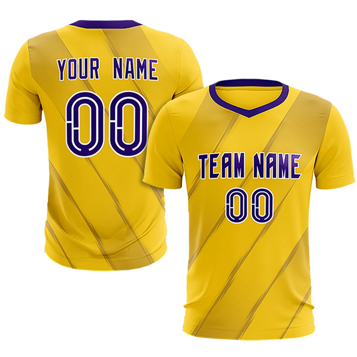Custom Gold01 Purple Printing Sportswear Soccer Sets Jersey