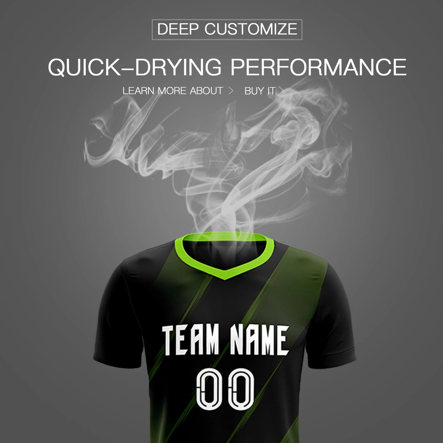 Custom Black Neon Green Printing Sportswear Soccer Sets Jersey