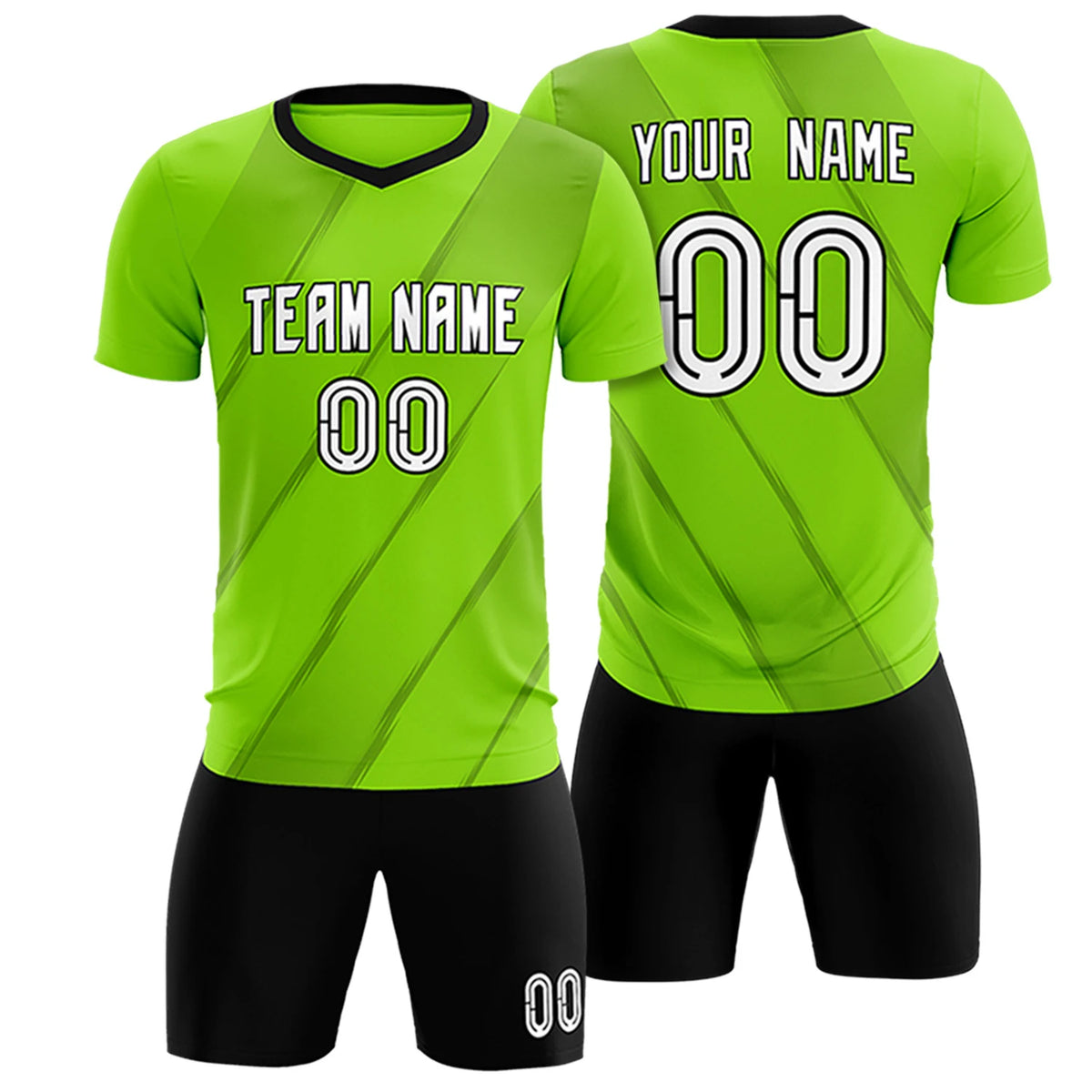 Custom Neon Green Black Printing Sportswear Soccer Sets Jersey
