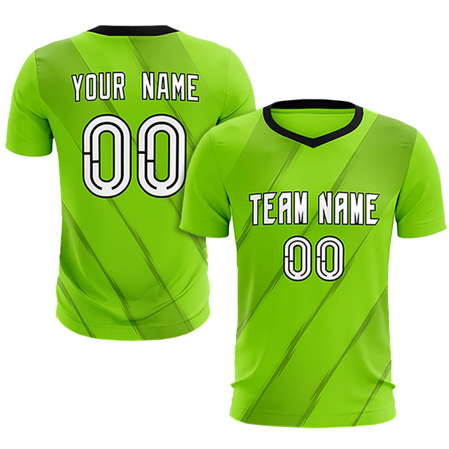 Custom Neon Green Black Printing Sportswear Soccer Sets Jersey