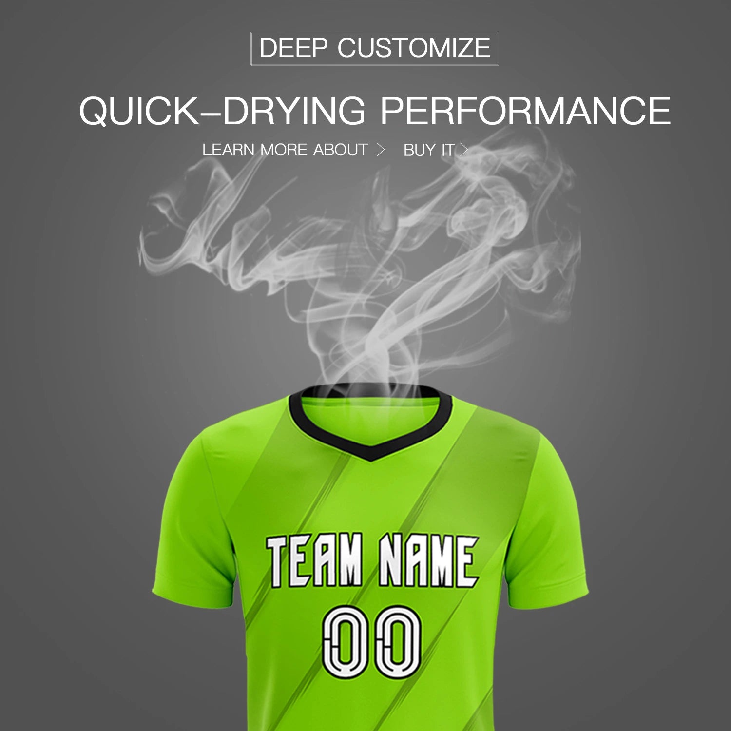 Custom Neon Green Black Printing Sportswear Soccer Sets Jersey