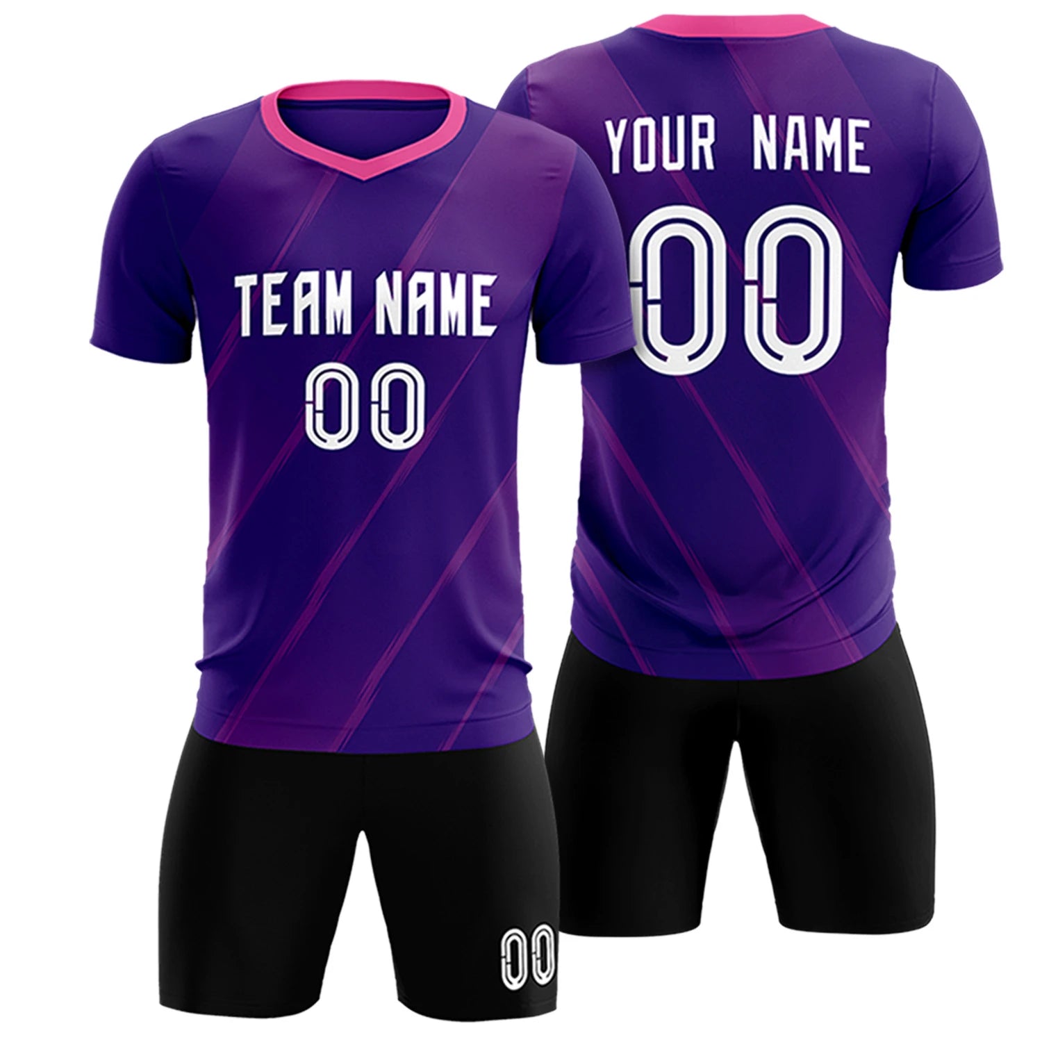 Custom Purple Pink Printing Sportswear Soccer Sets Jersey