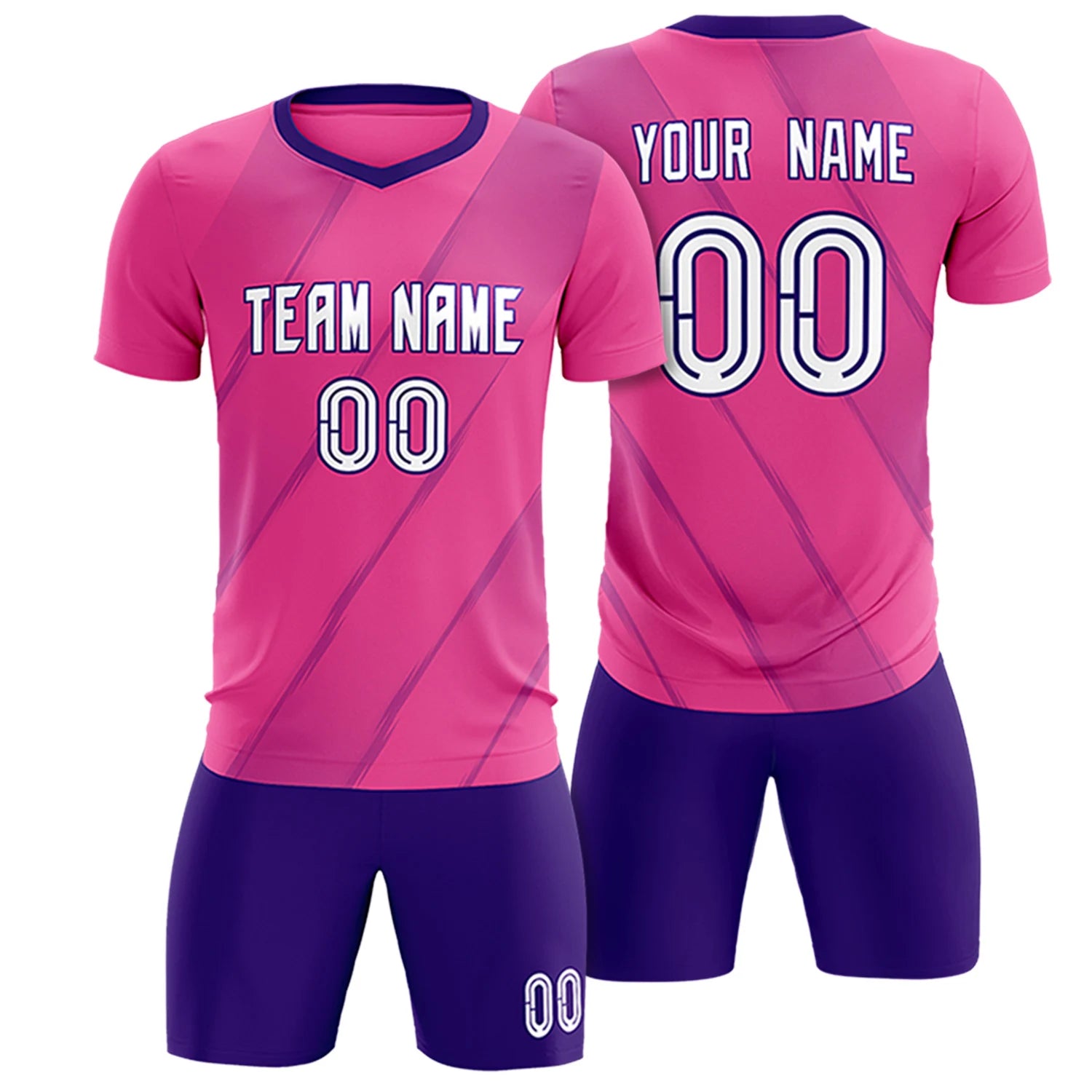 Custom Pink Purple Printing Sportswear Soccer Sets Jersey