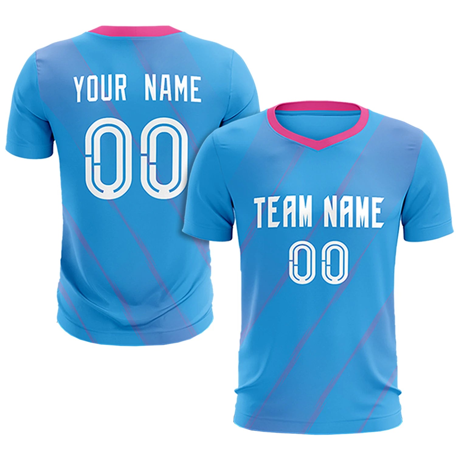 Custom Powder Blue Pink Printing Sportswear Soccer Sets Jersey