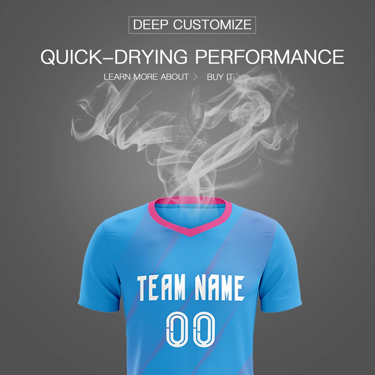 Custom Powder Blue Pink Printing Sportswear Soccer Sets Jersey