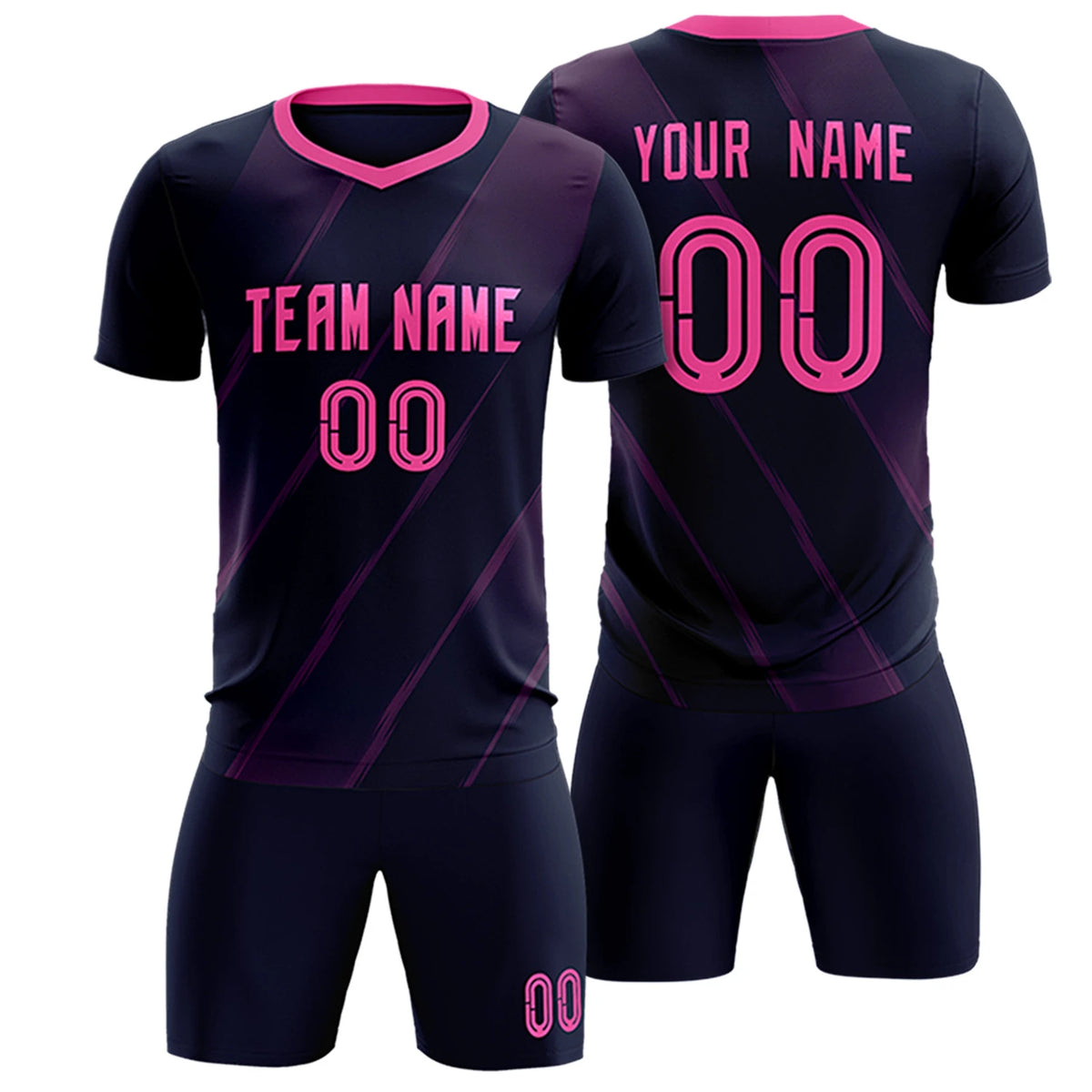 Custom Navy Pink Printing Sportswear Soccer Sets Jersey