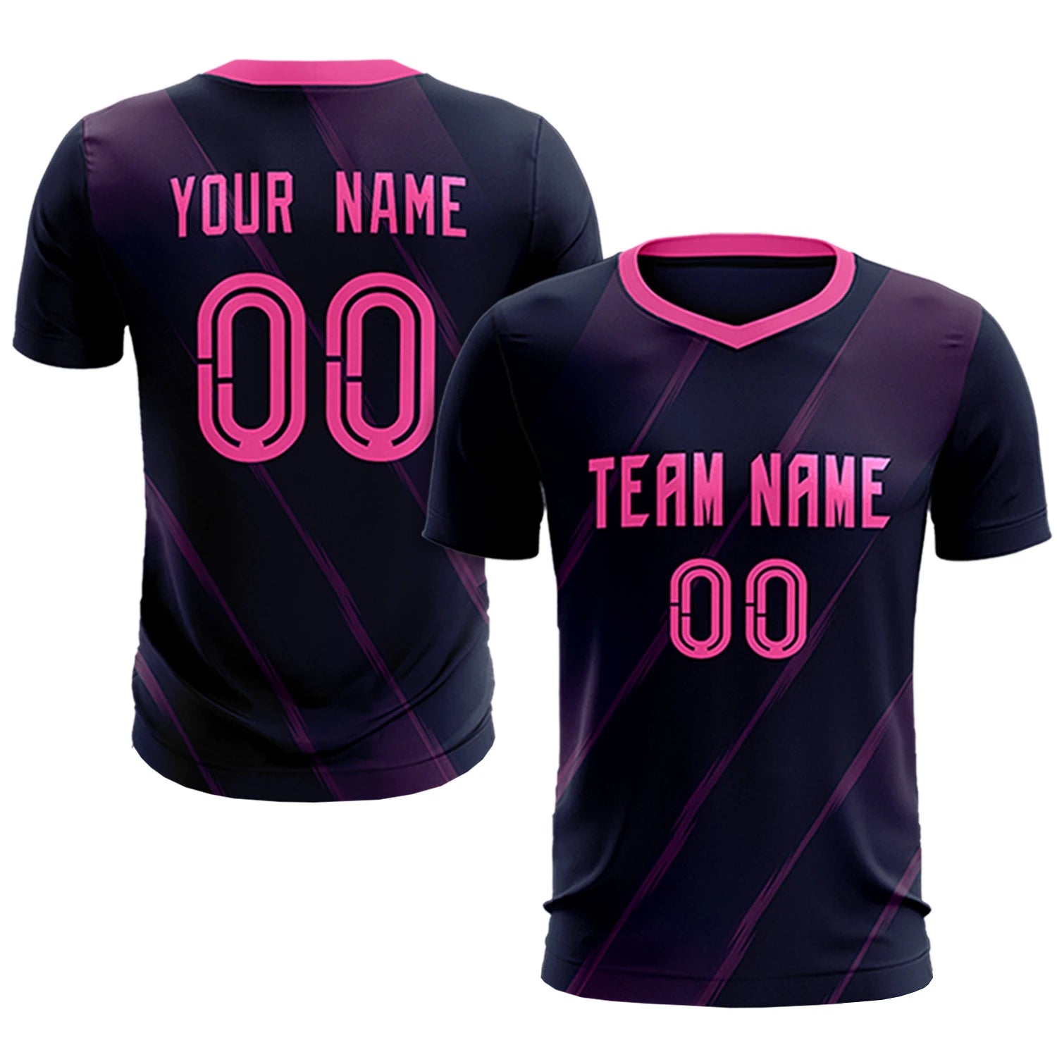 Custom Navy Pink Printing Sportswear Soccer Sets Jersey