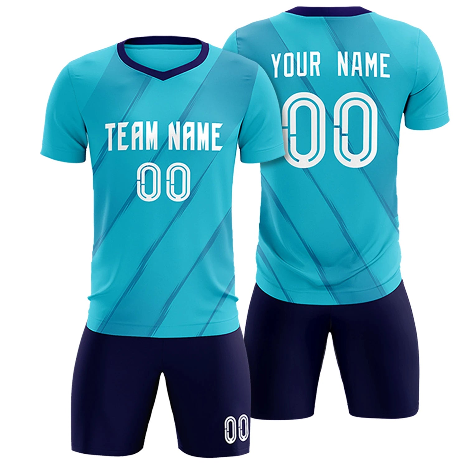 Custom Sky Blue Purple Printing Sportswear Soccer Sets Jersey