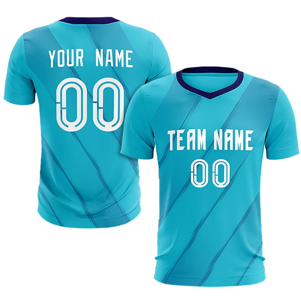 Custom Sky Blue Purple Printing Sportswear Soccer Sets Jersey