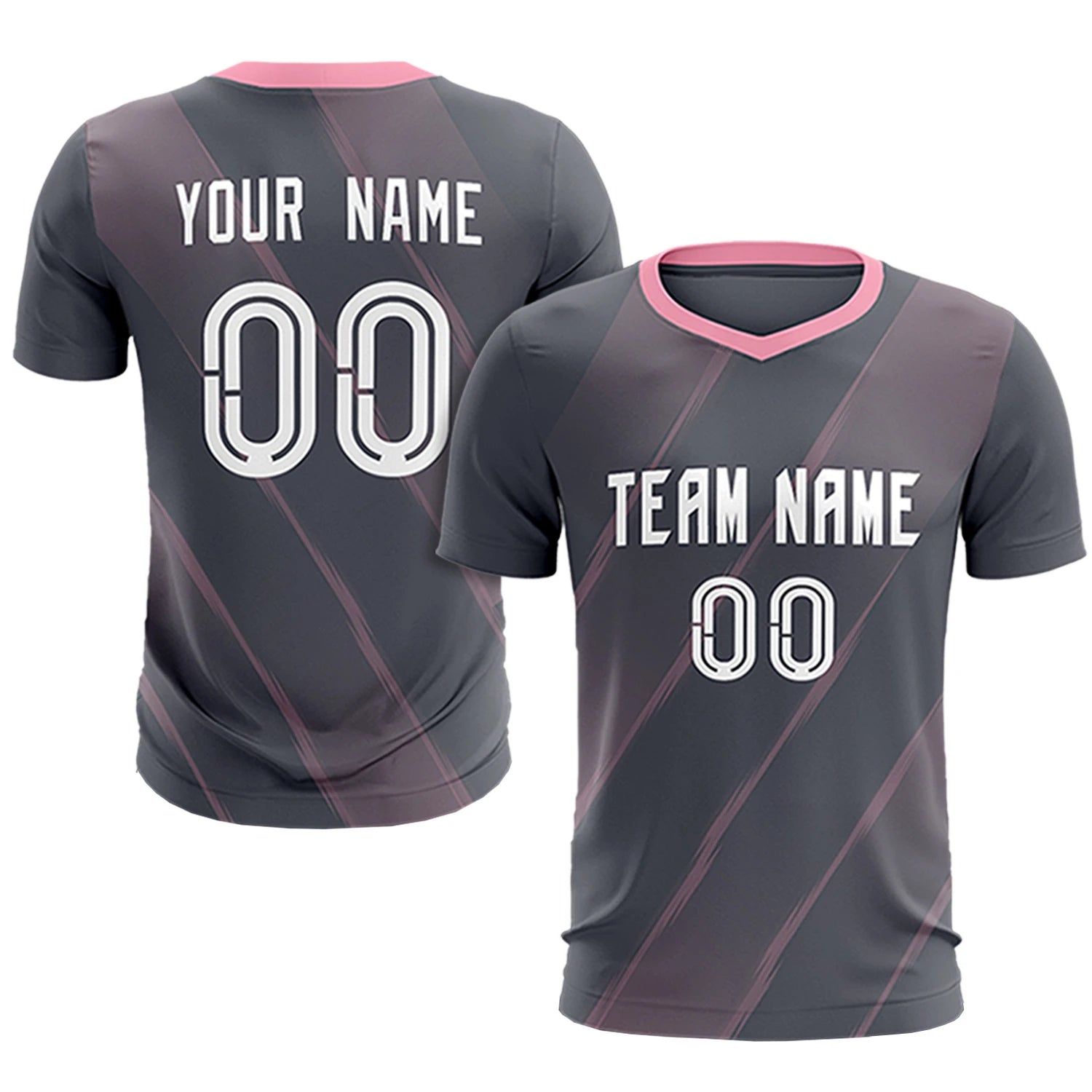 Custom Dark Gray Light Pink Printing Sportswear Soccer Sets Jersey