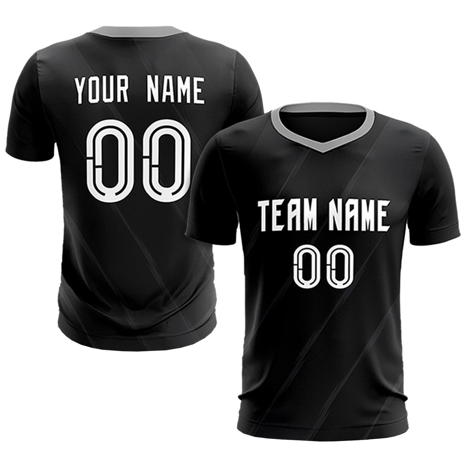 Custom Black Gray Printing Sportswear Soccer Sets Jersey