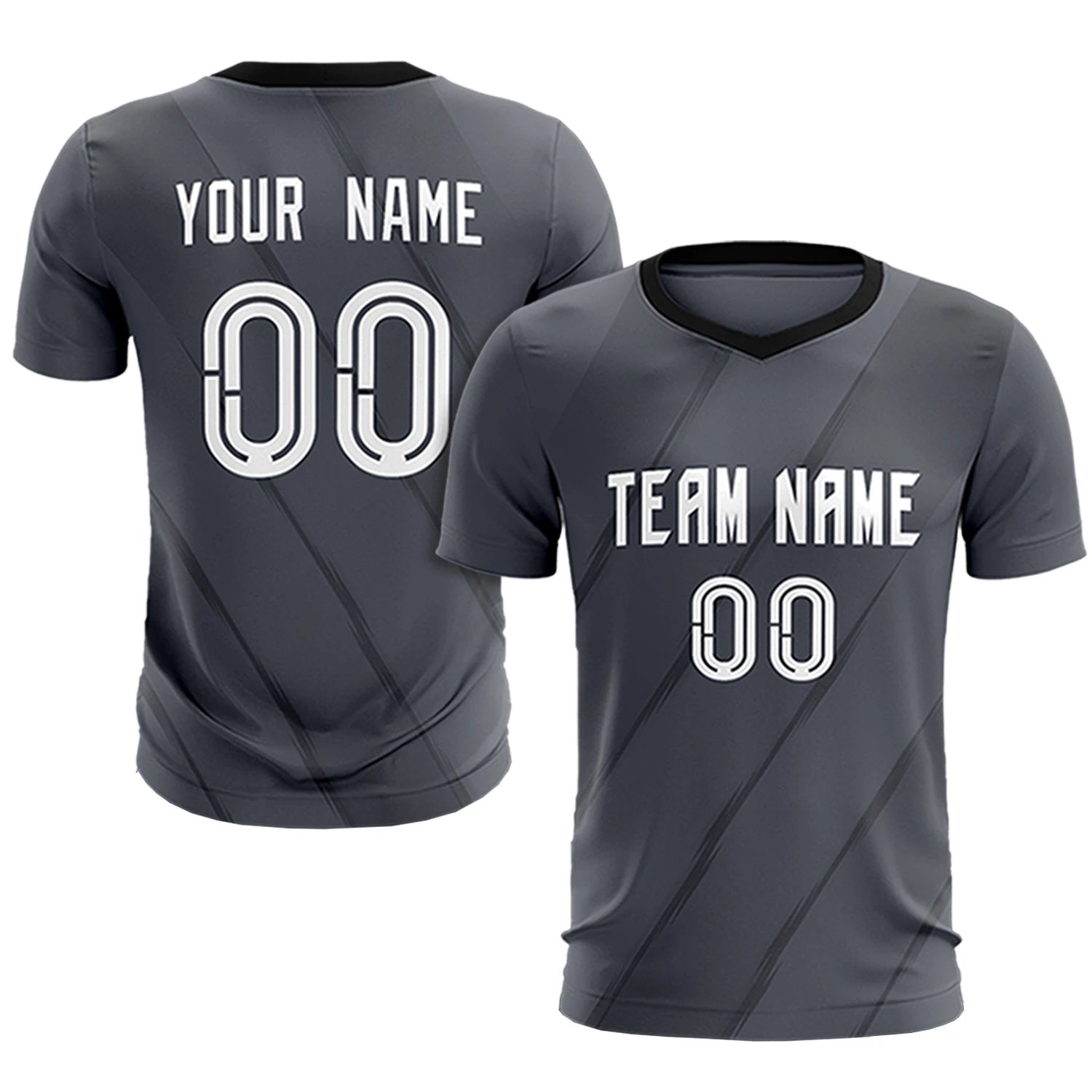 Custom Dark Gray Black Printing Sportswear Soccer Sets Jersey