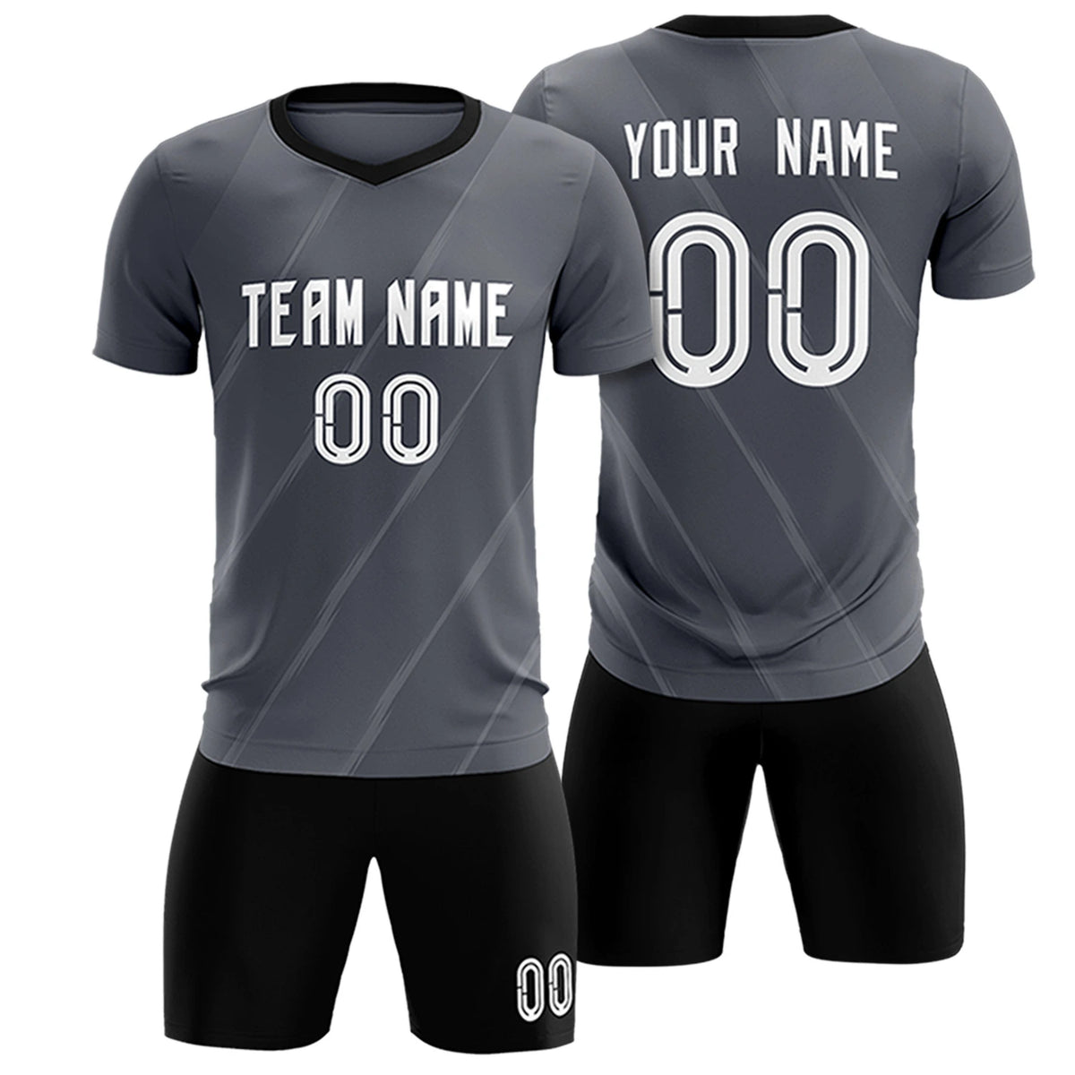 Custom Dark Gray Gray Printing Sportswear Soccer Sets Jersey