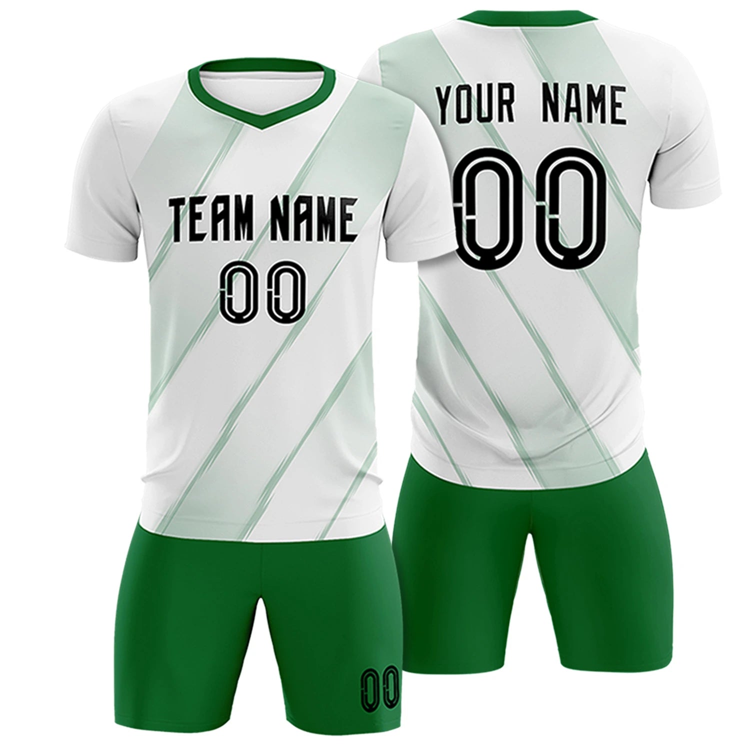Custom White Kelly Green Printing Sportswear Soccer Sets Jersey
