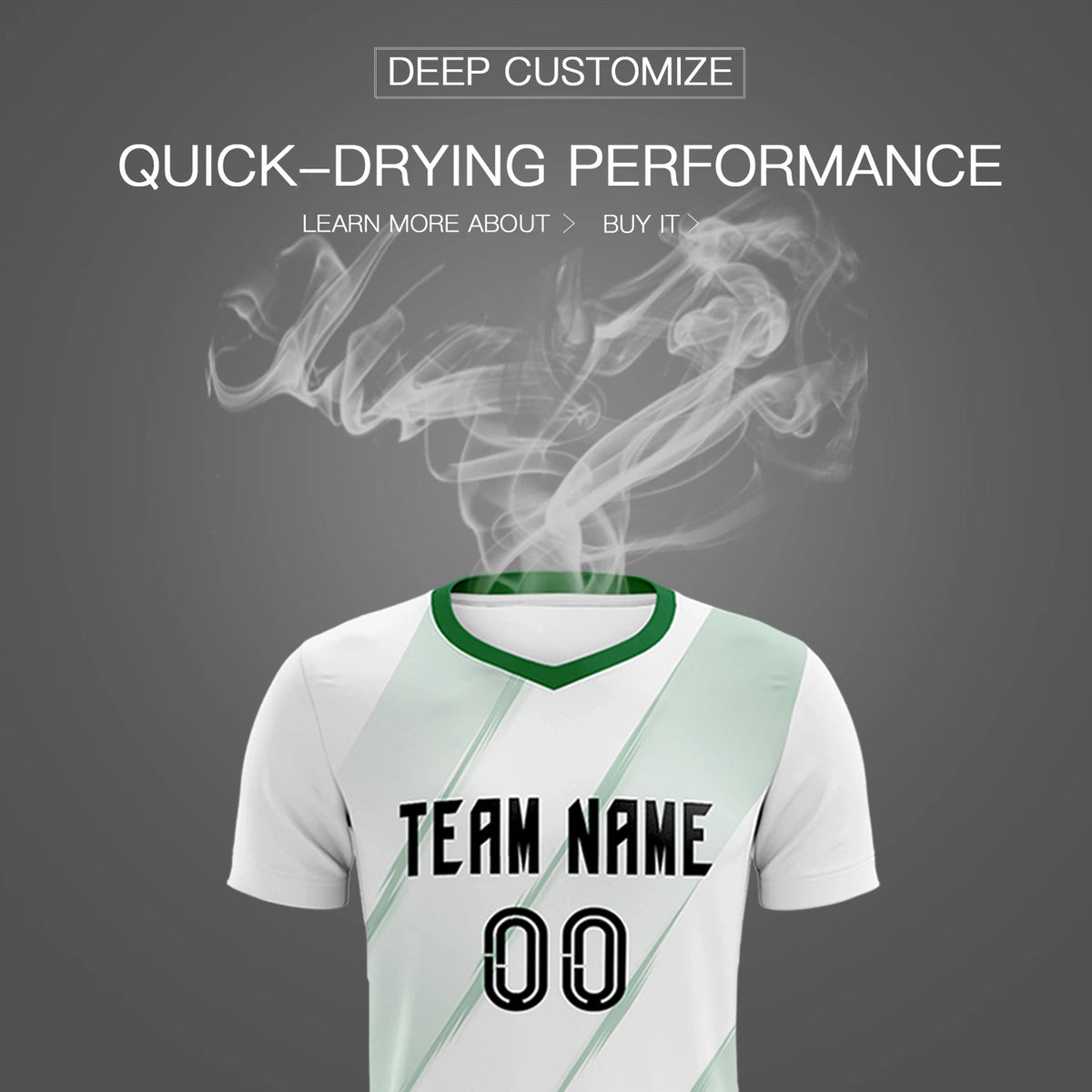 Custom White Kelly Green Printing Sportswear Soccer Sets Jersey