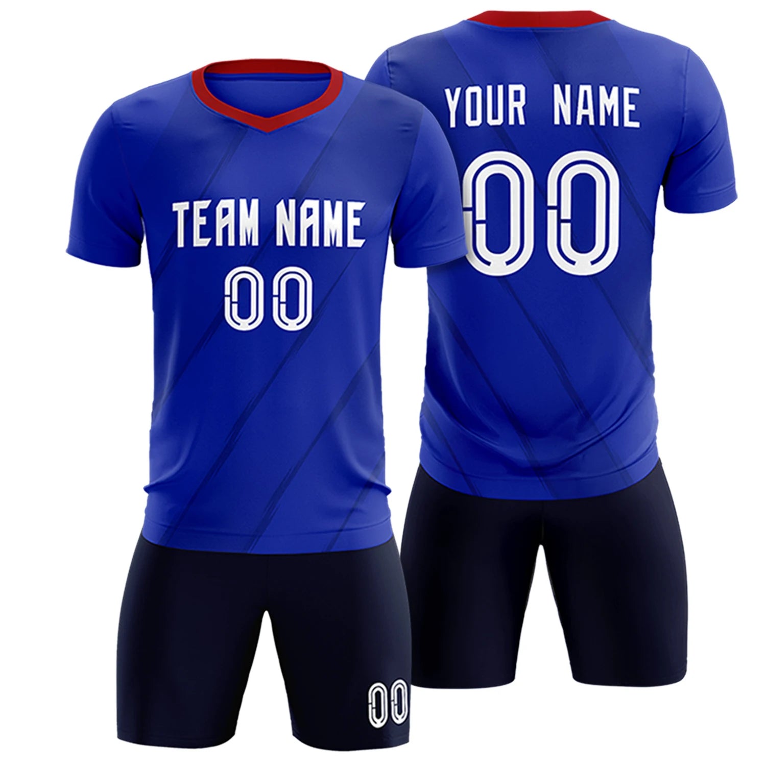 Custom Royal Blue Navy Printing Sportswear Soccer Sets Jersey