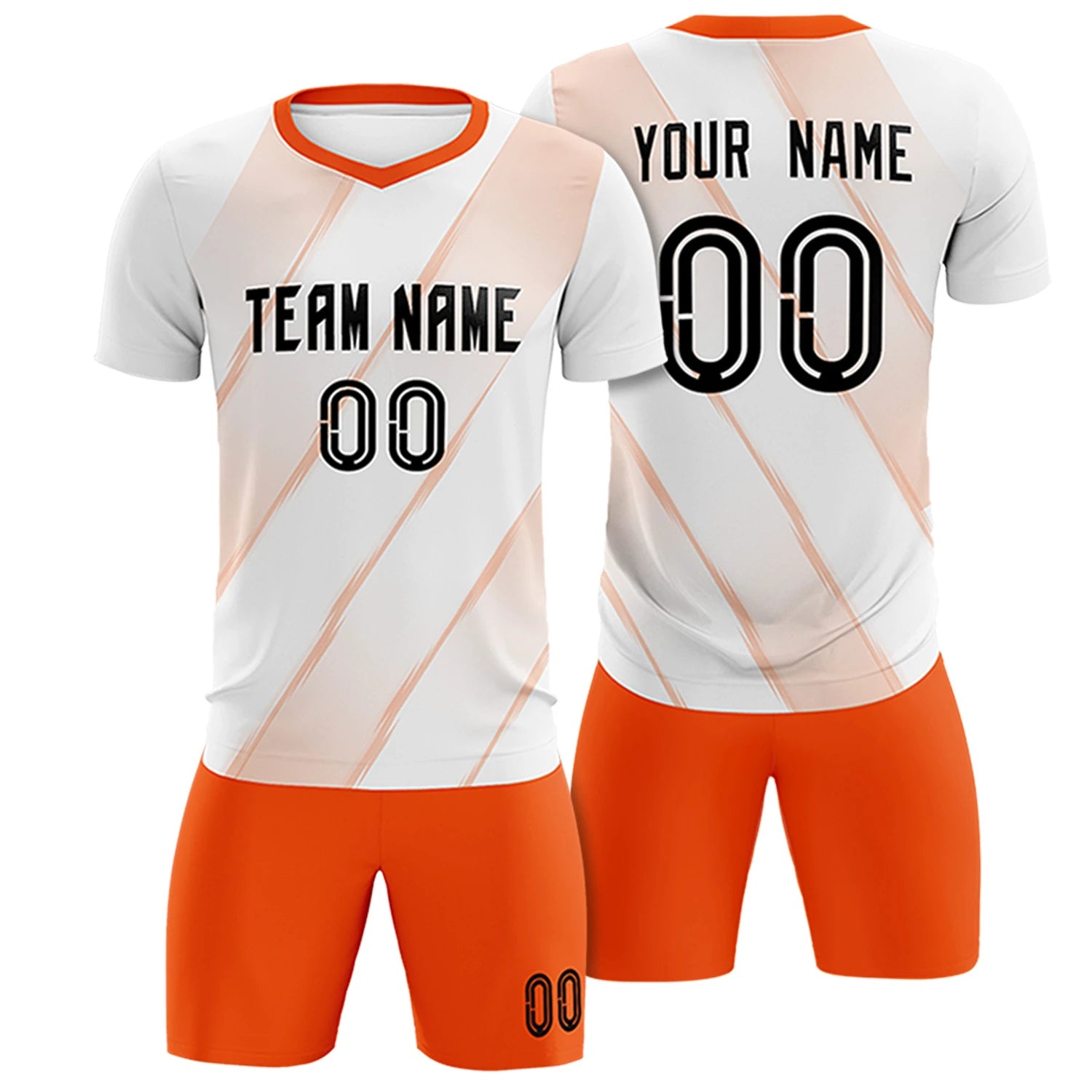 Custom White Orange Printing Sportswear Soccer Sets Jersey