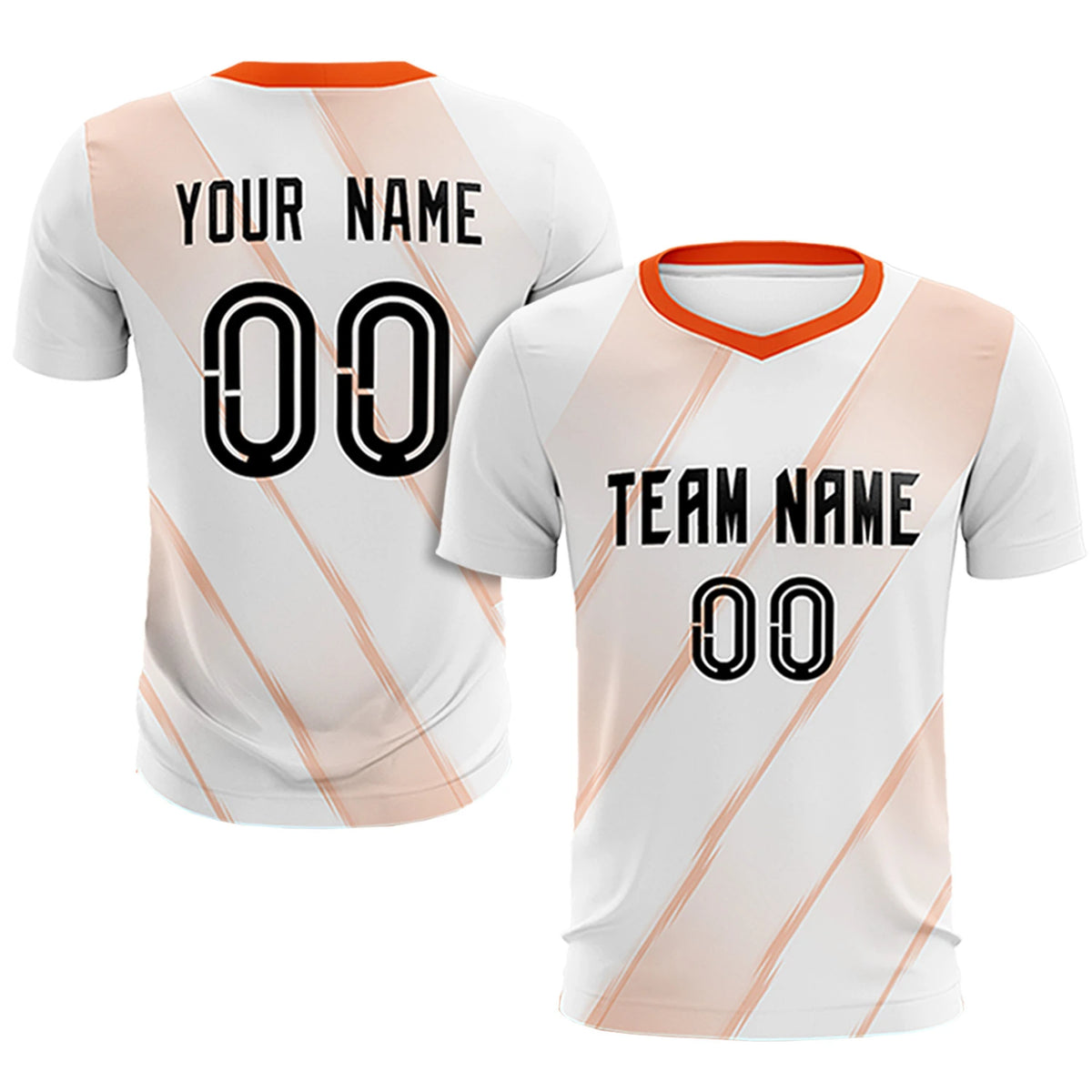 Custom White Orange Printing Sportswear Soccer Sets Jersey