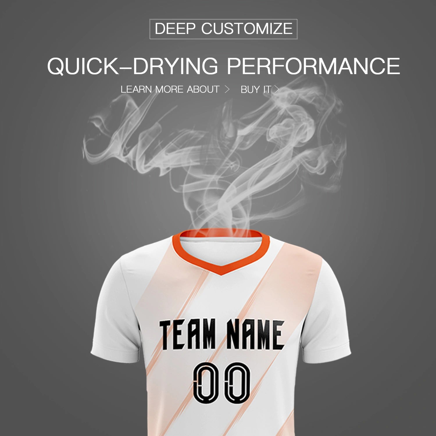 Custom White Orange Printing Sportswear Soccer Sets Jersey