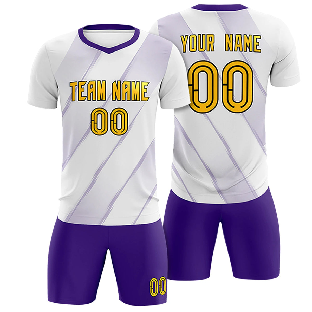 Custom White Purple Printing Sportswear Soccer Sets Jersey