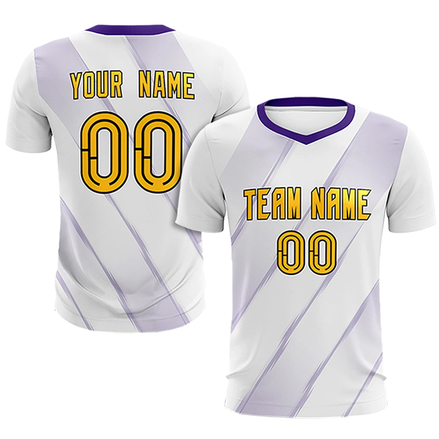 Custom White Purple Printing Sportswear Soccer Sets Jersey