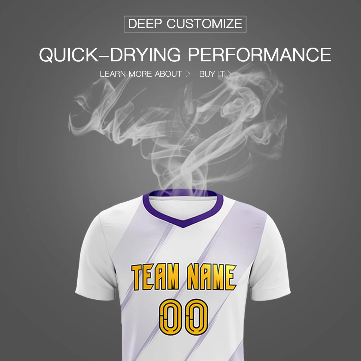 Custom White Purple Printing Sportswear Soccer Sets Jersey