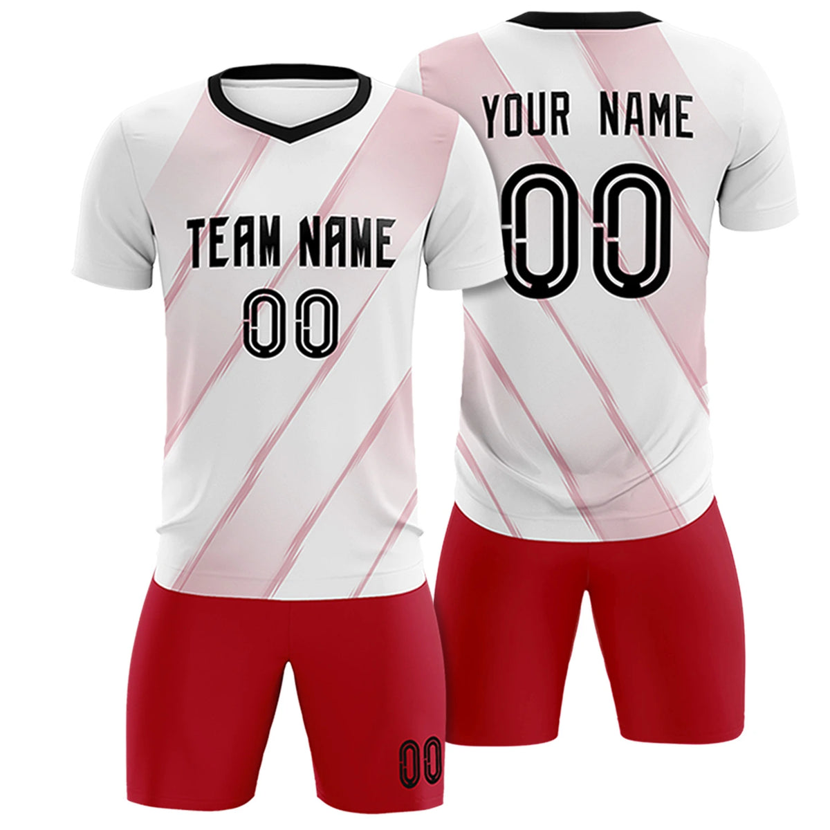 Custom White Red Printing Sportswear Soccer Sets Jersey